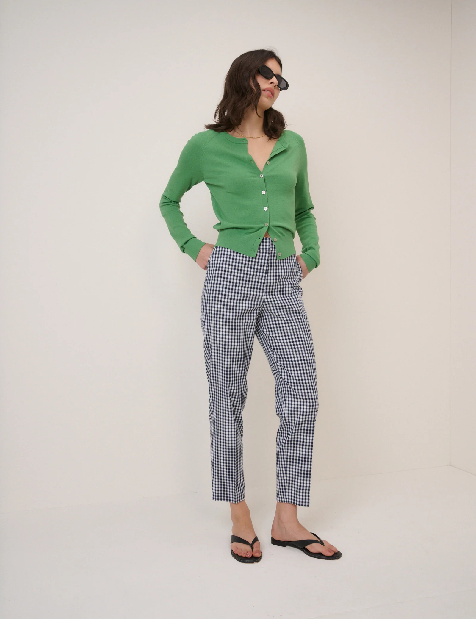 Blue Gingham Cigarette Trousers - Image 4