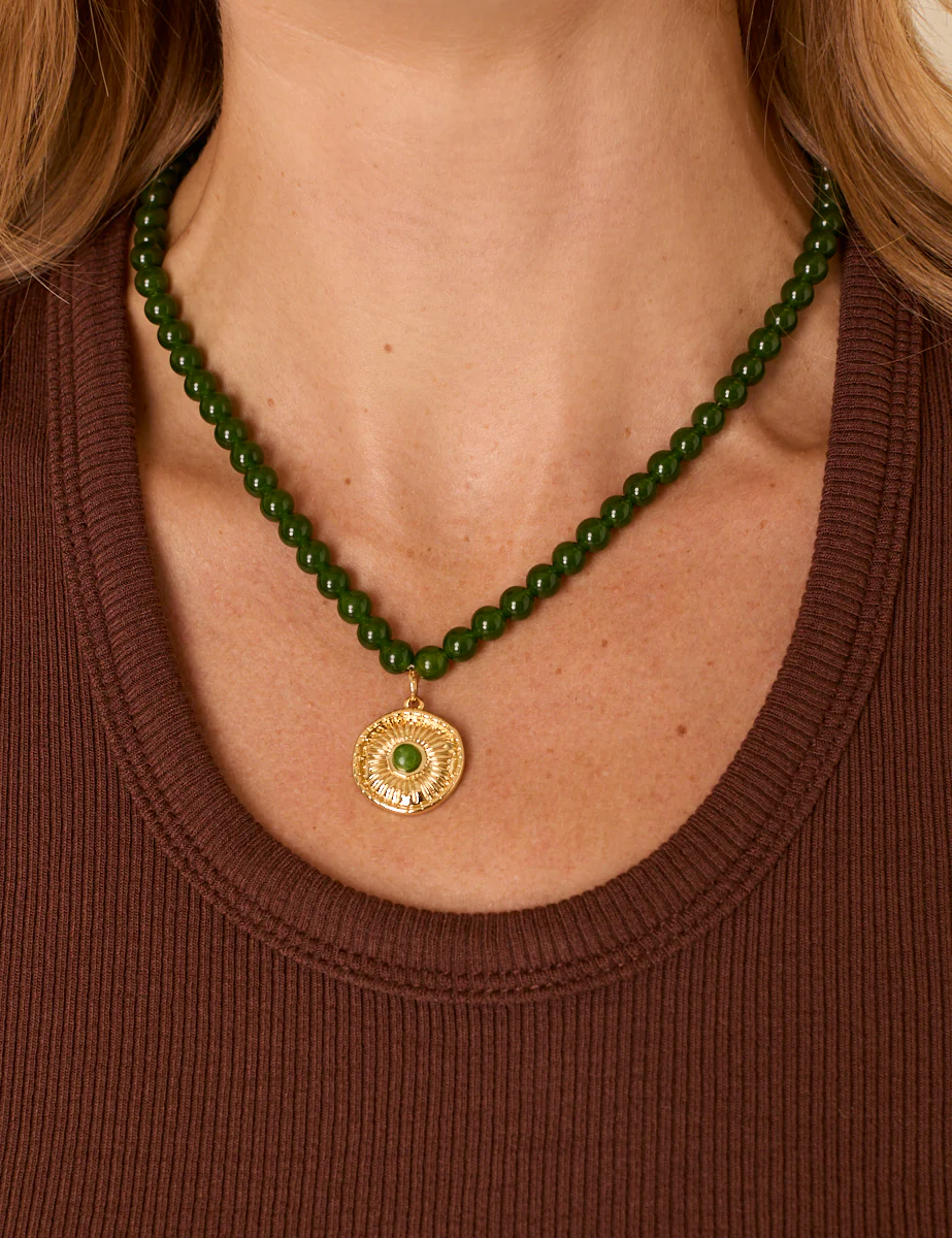 Gold Plated Beaded Coin Necklace - Image 2