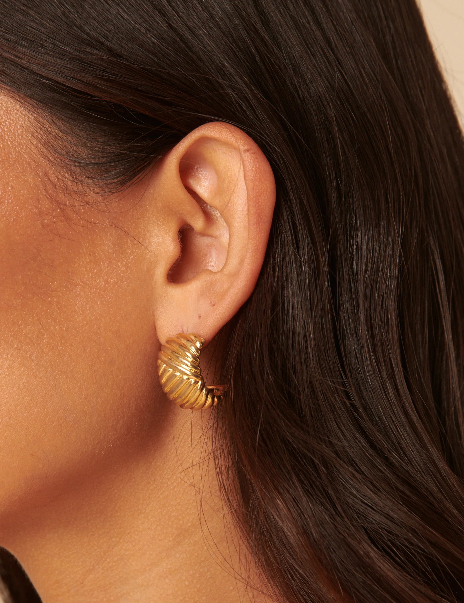 Gold Chunky Hoop Earrings - Image 2