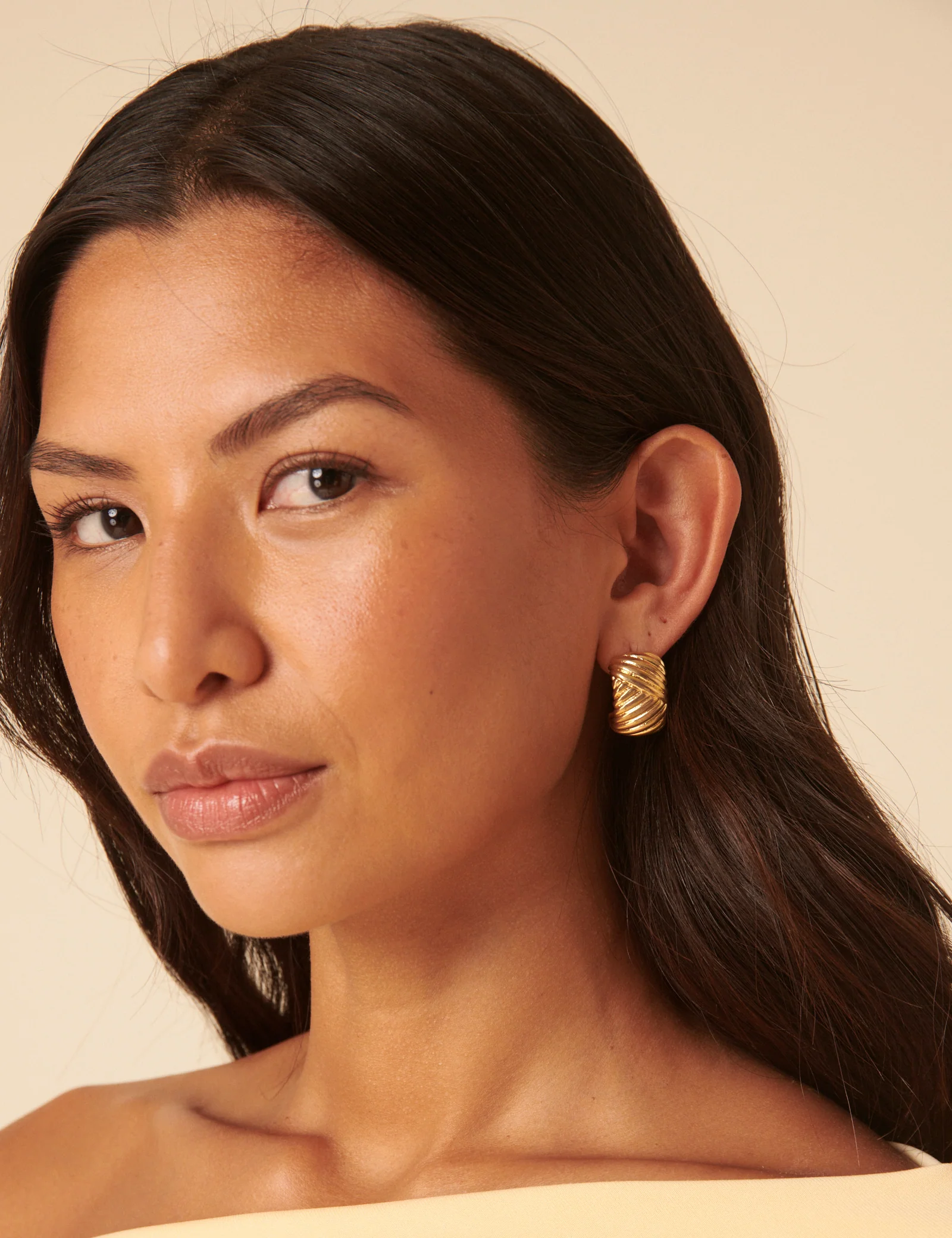 Gold Chunky Hoop Earrings - Image 3