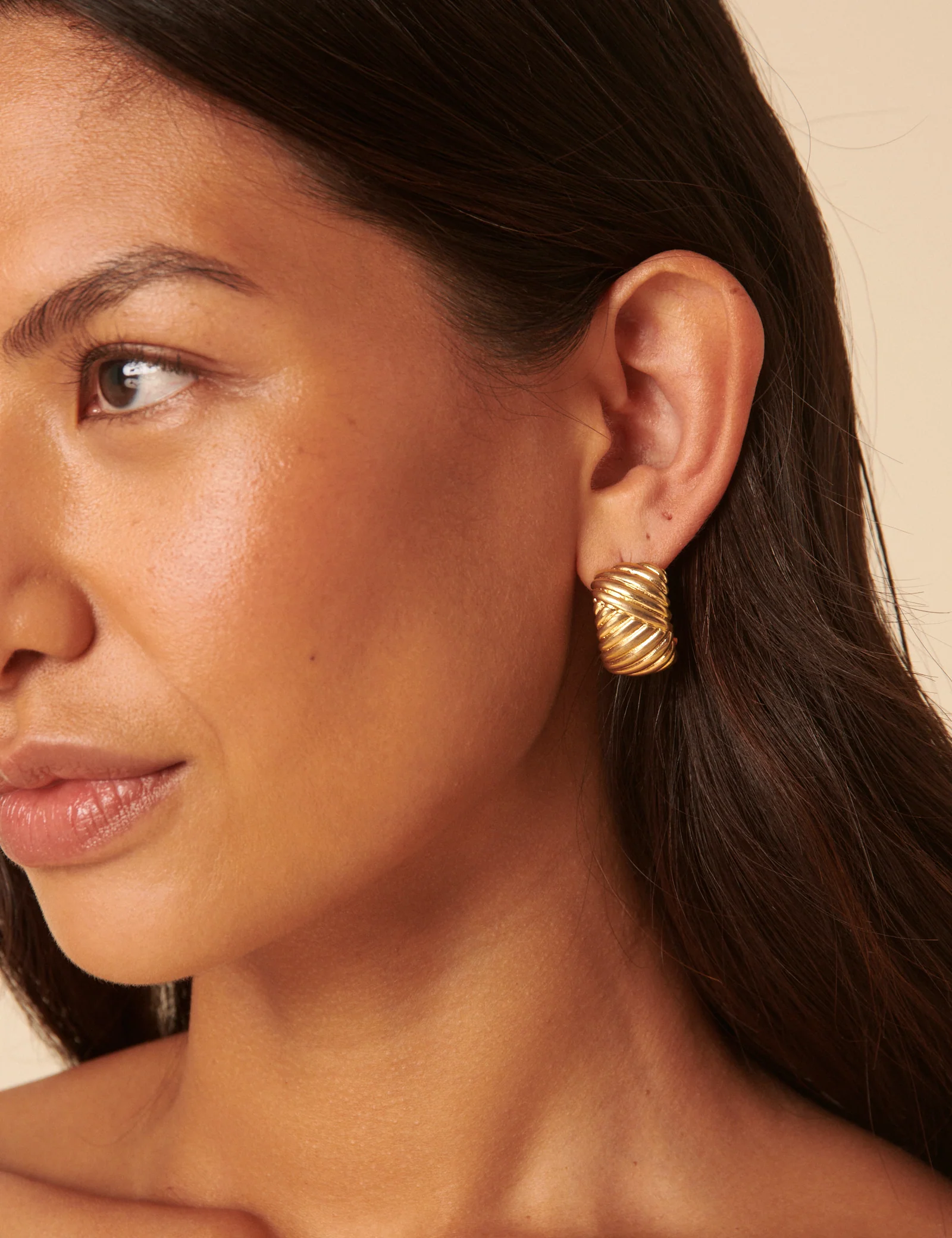 Gold Chunky Hoop Earrings - Image 4