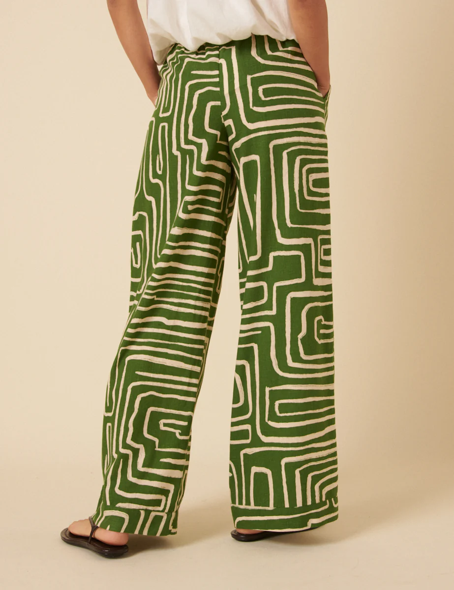Green Abstract Print Misha Trousers - Image 5
