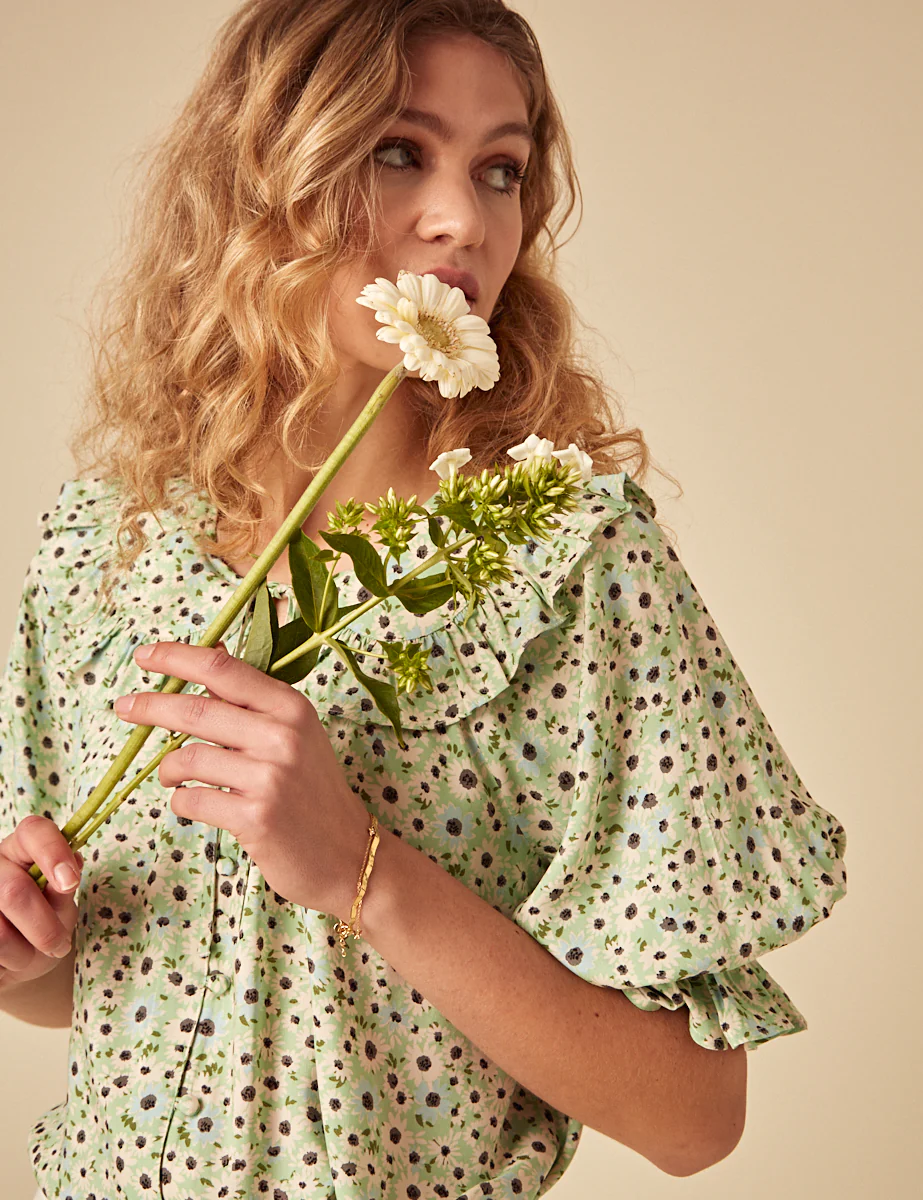 Elizabeth Scarlett Green Ditsy Aliyah Top - Image 2
