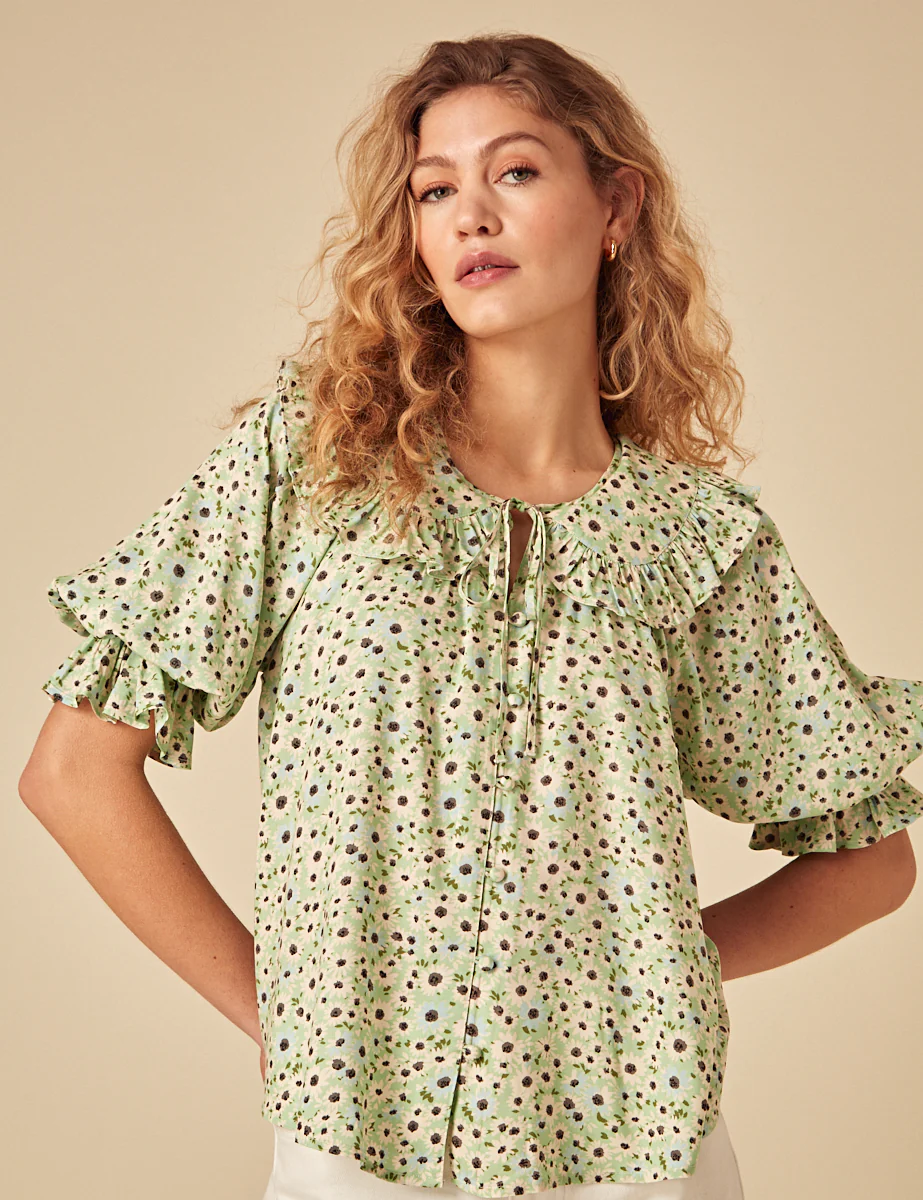 Elizabeth Scarlett Green Ditsy Aliyah Top - Image 3