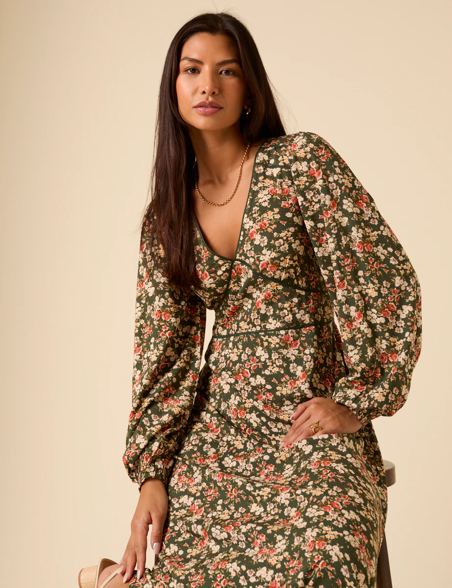 Green Ditsy Floral Remy Midi Dress - Image 2