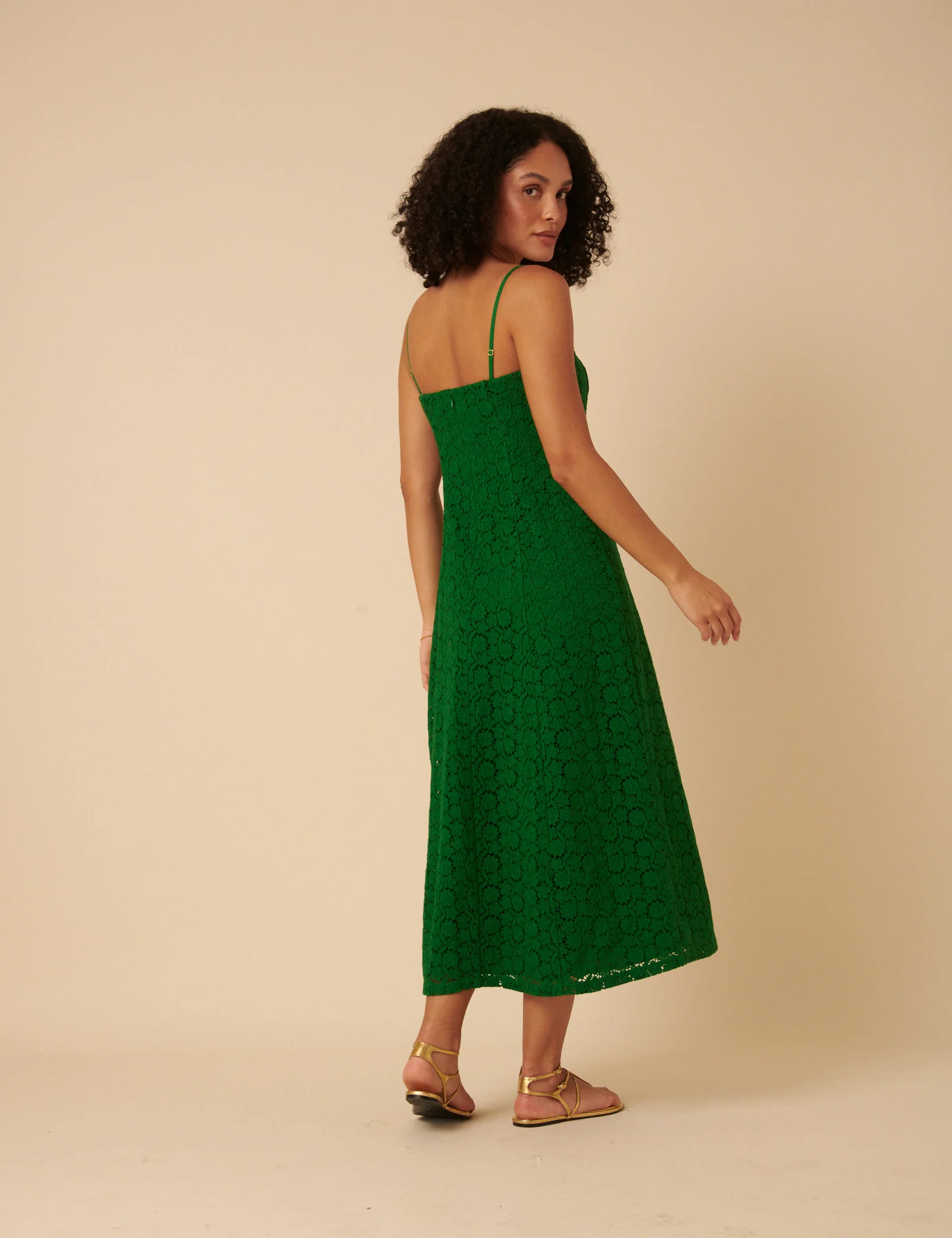 Green Floral Broderie Anglaise Fern Midi Dress - Image 5