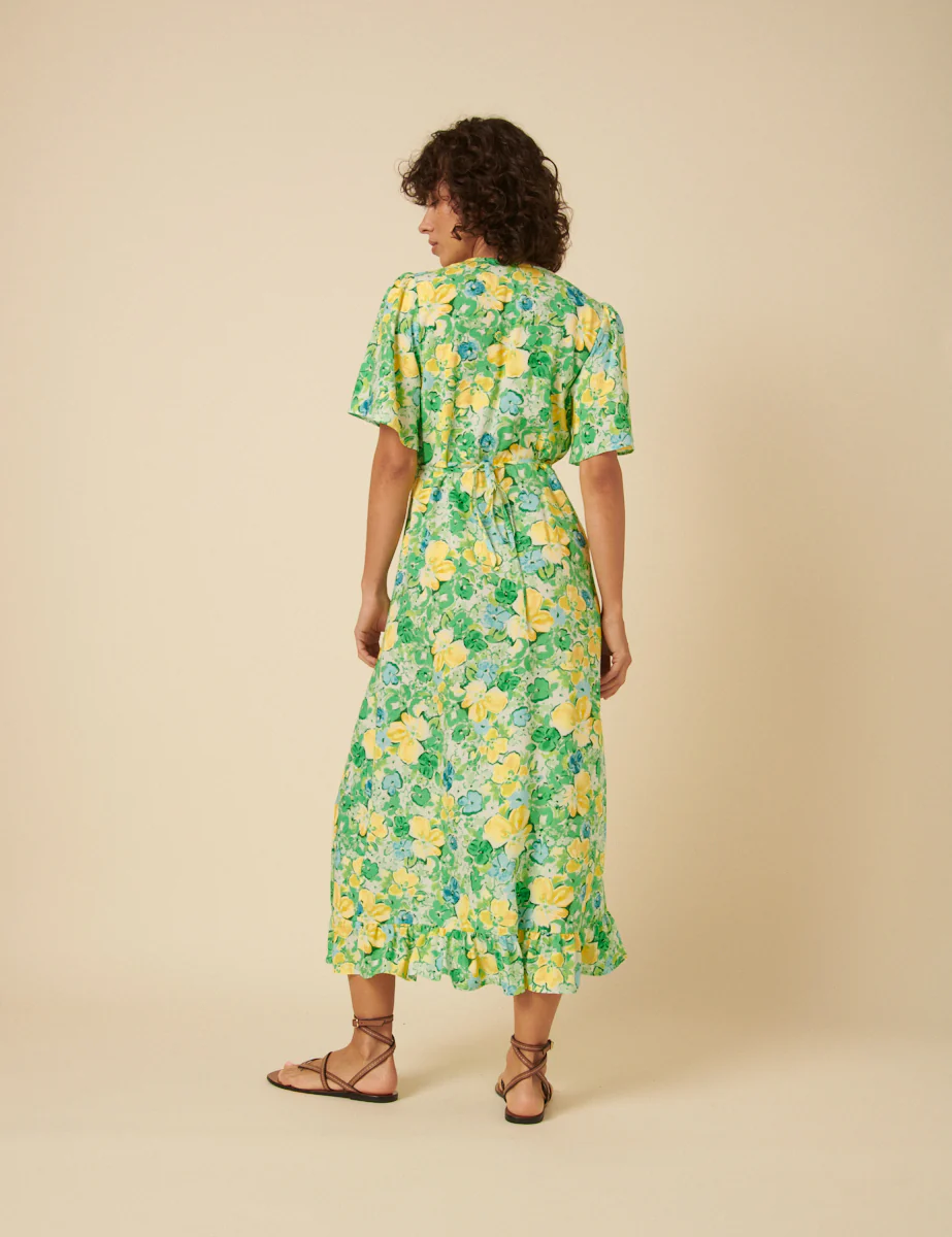 Green Floral Dalia Midi Tea Dress - Image 5