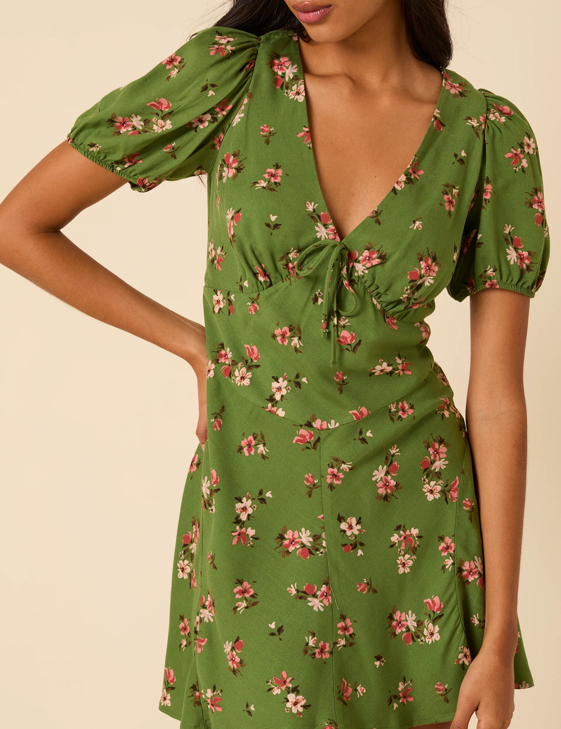 Green Floral Ella Mini Dress - Image 2