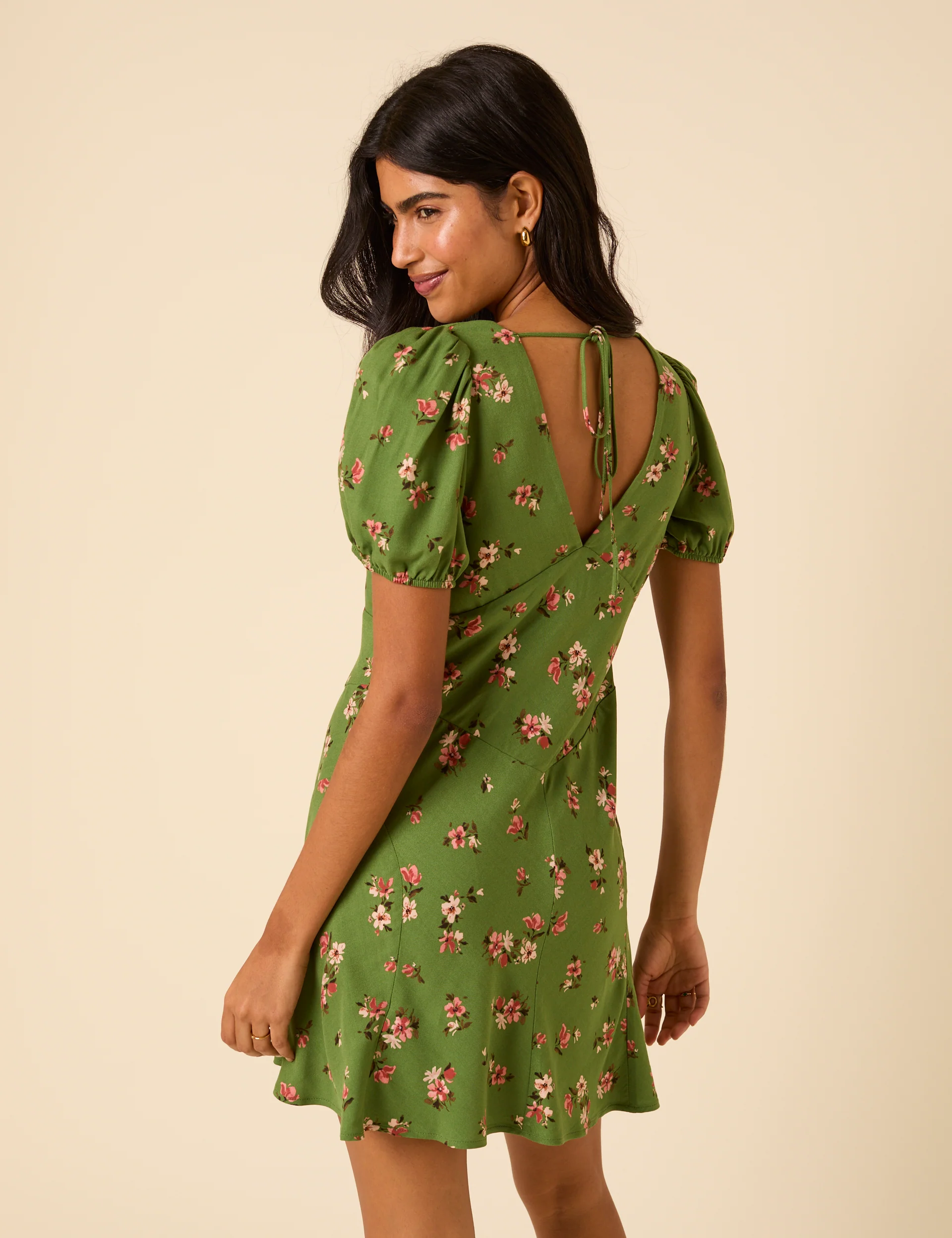 Green Floral Ella Mini Dress - Image 4