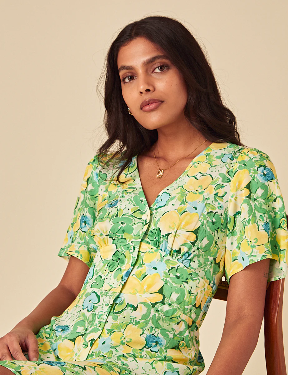 Green Floral Alexa Mini Dress - Image 4