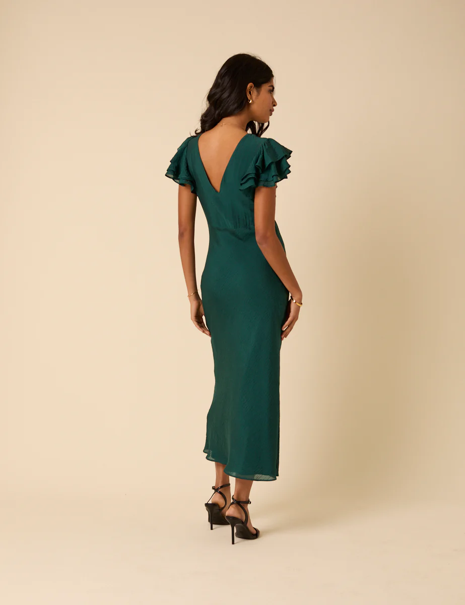 Green Frill Sleeve Lola Midi Dress - Image 5