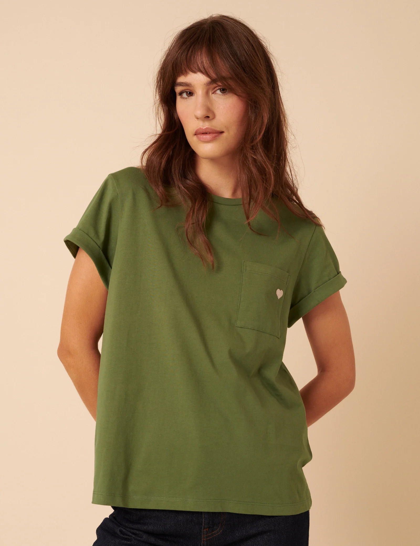 Green Heart Embroidered T-Shirt - Image 3