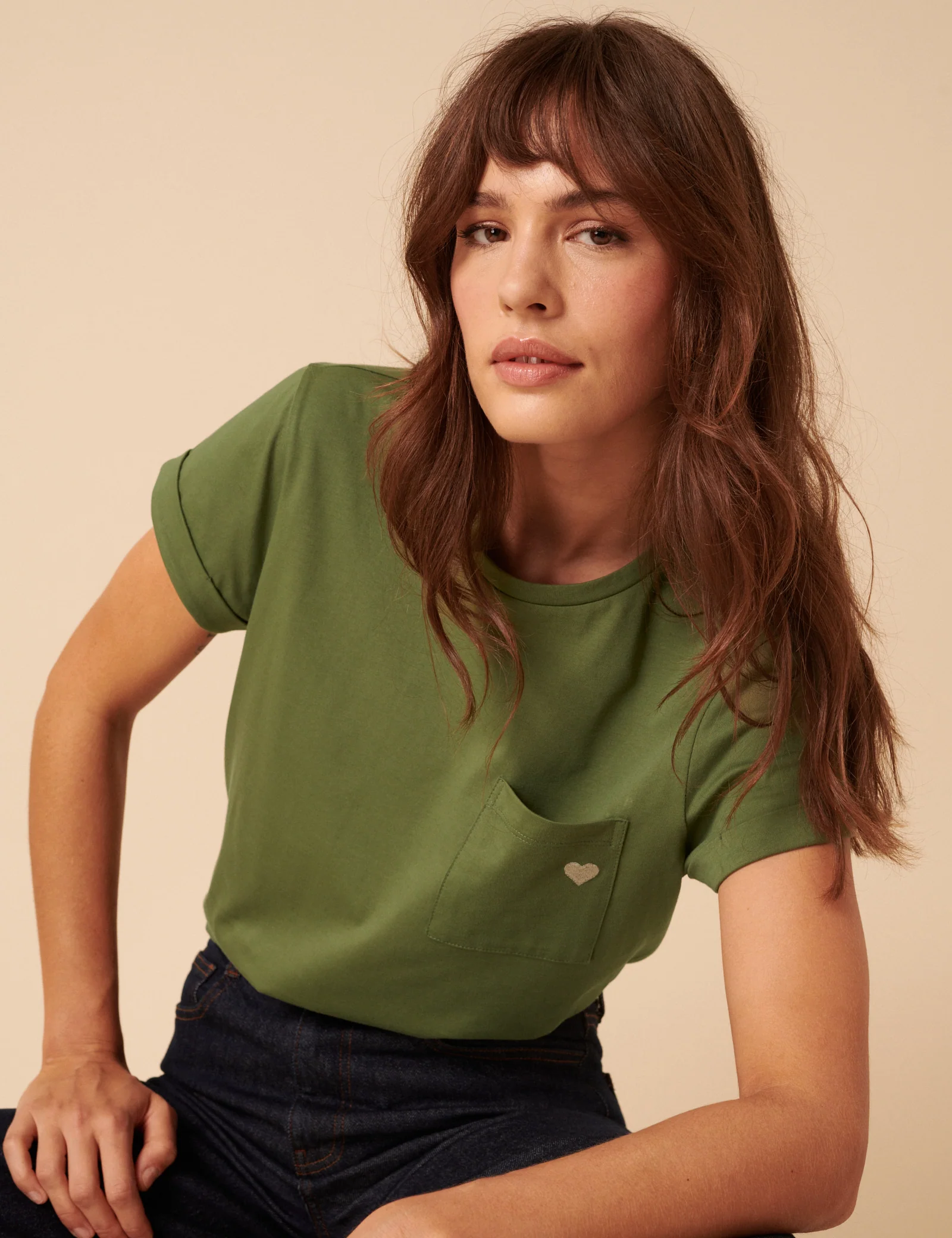 Green Heart Embroidered T-Shirt - Image 4