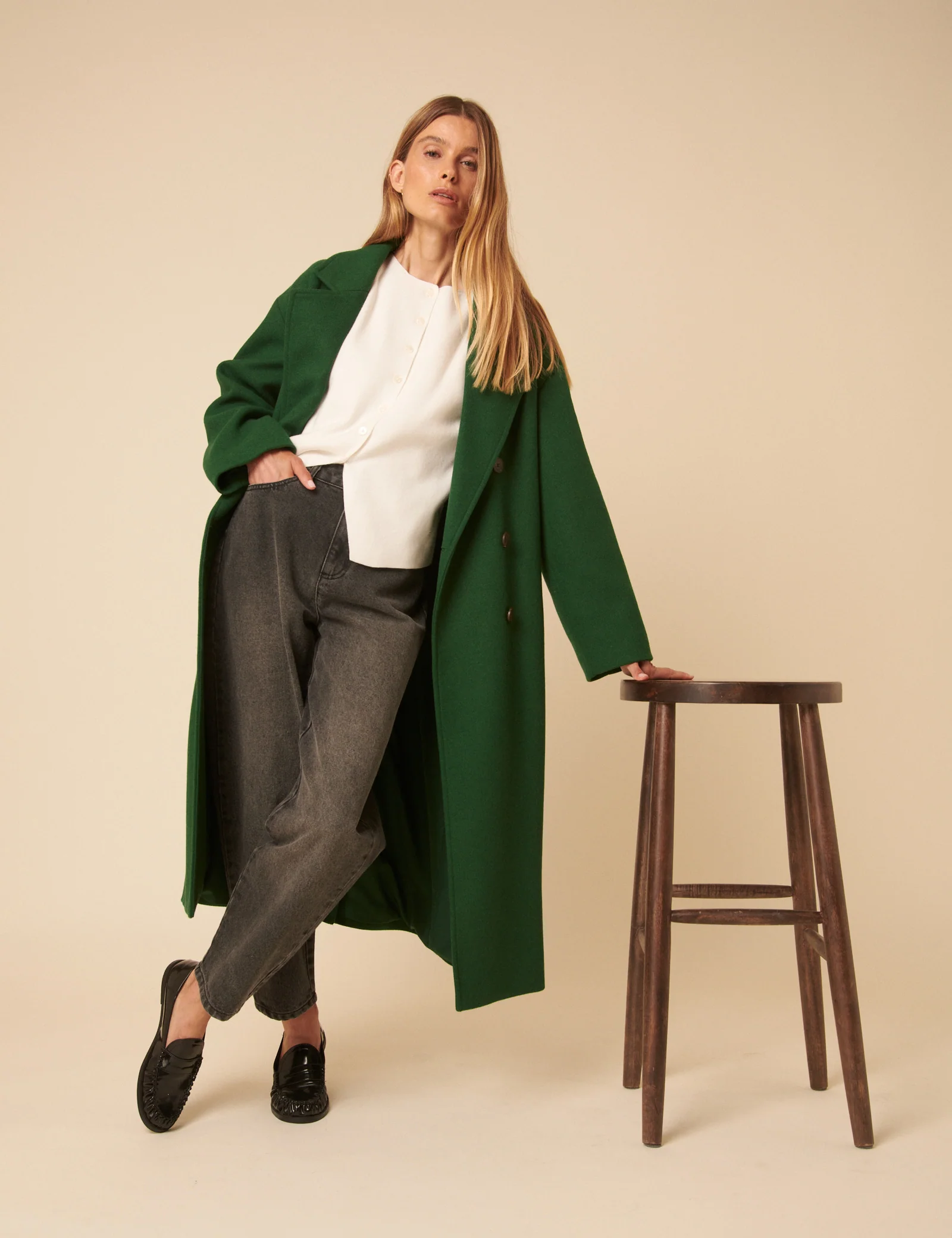 Green Double Breasted Coat - Image 4