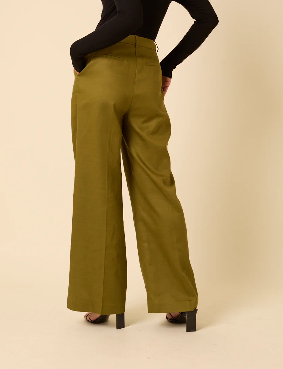 Green Tailored Wide Leg Trousers - Image 4