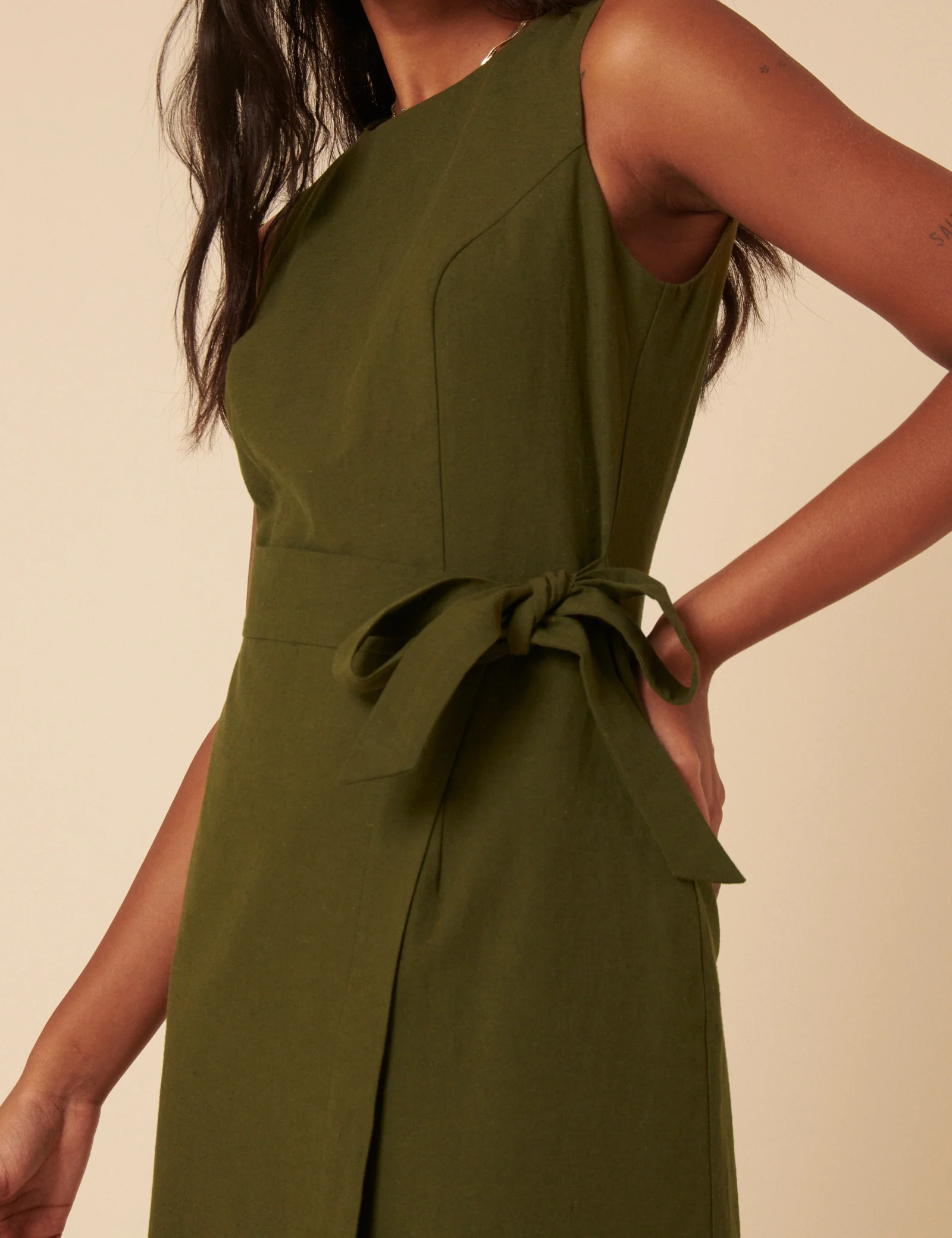 Green Tie Waist Lottie Midi Dress - Image 2