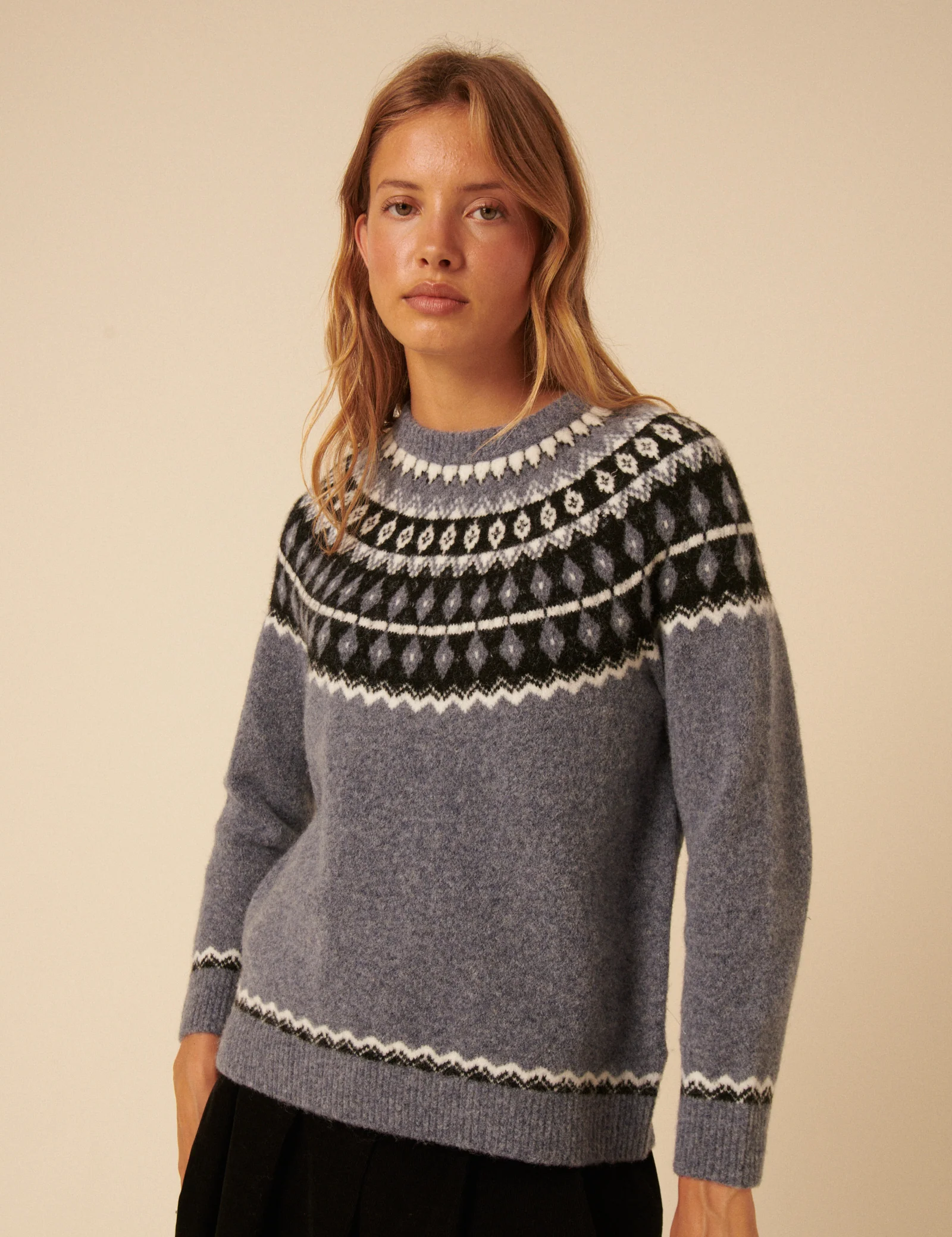 Blue Fair Isle Knitted Jumper - Image 2
