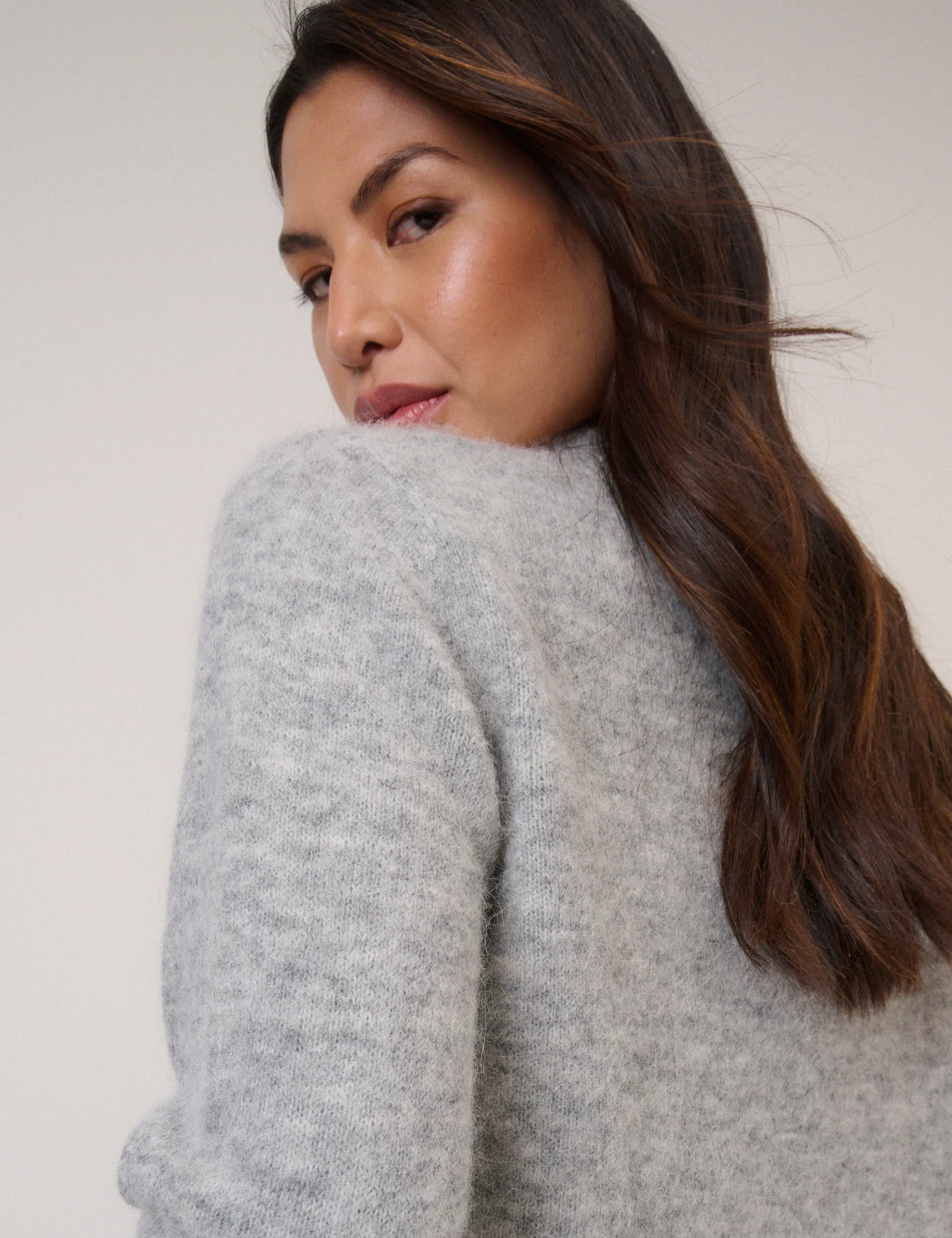 Grey Funnel Neck Knitted Jumper - Image 3