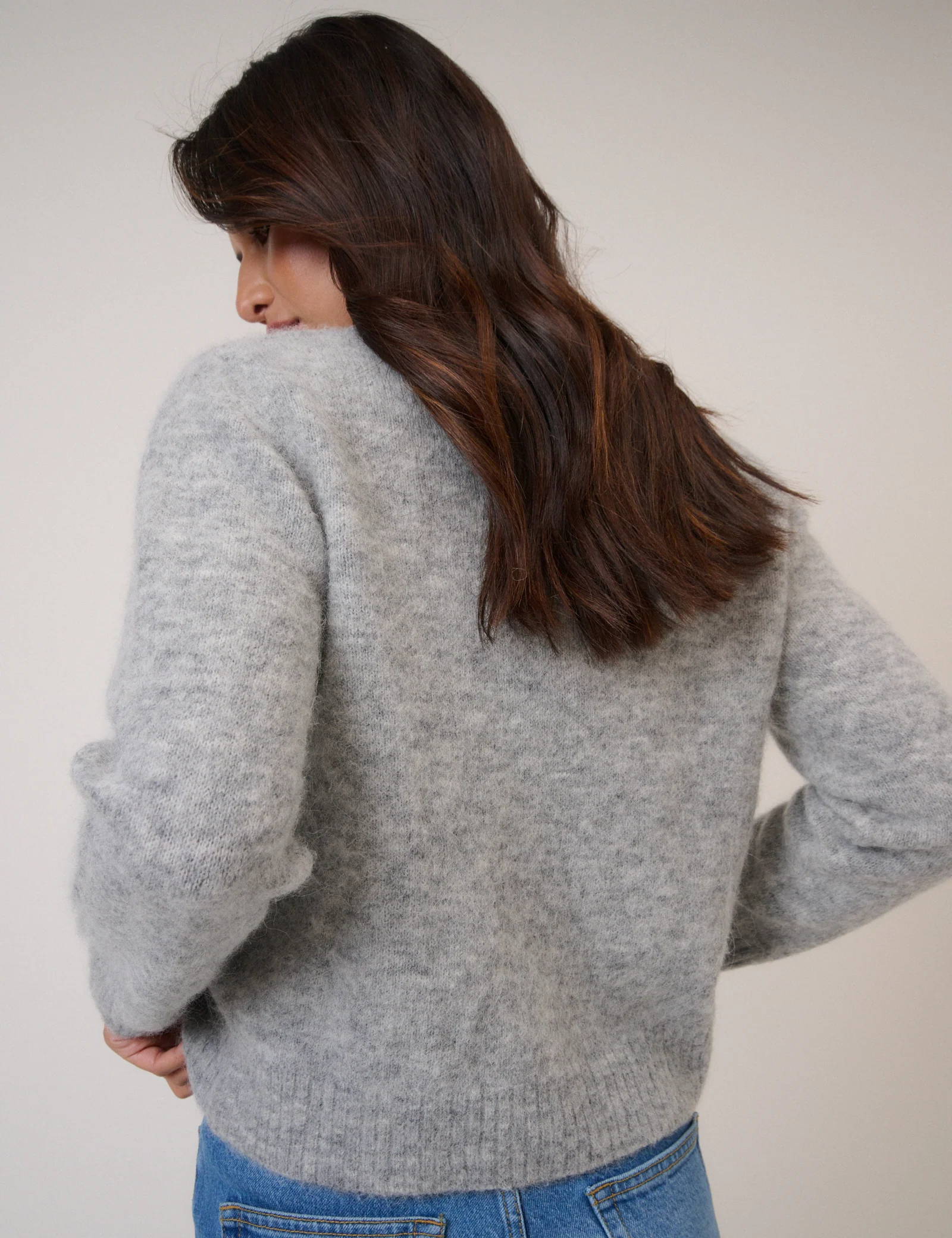 Grey Funnel Neck Knitted Jumper - Image 4