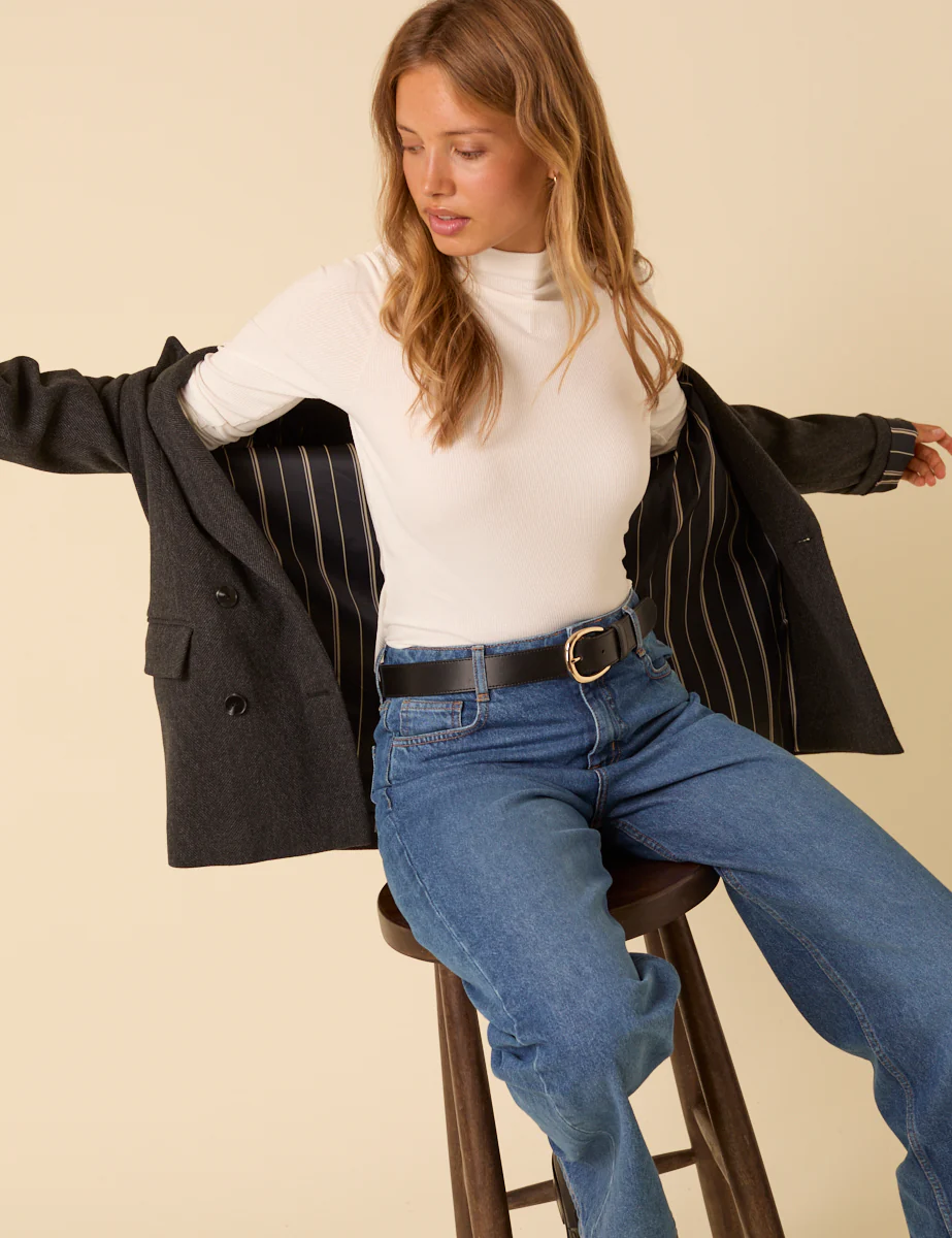 Grey Double Breasted Blazer - Image 4