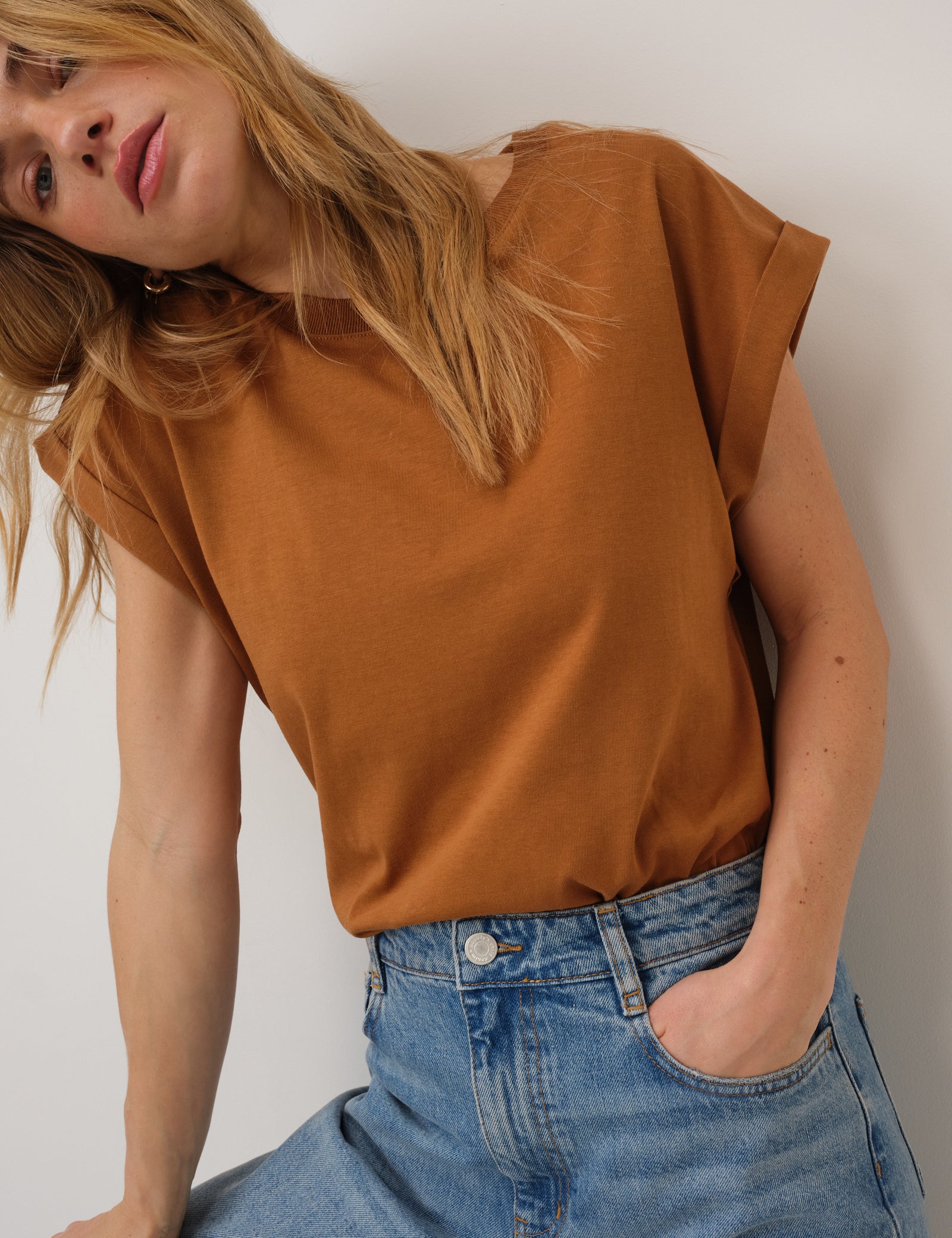 Camel Cap Sleeve T-Shirt - Image 4