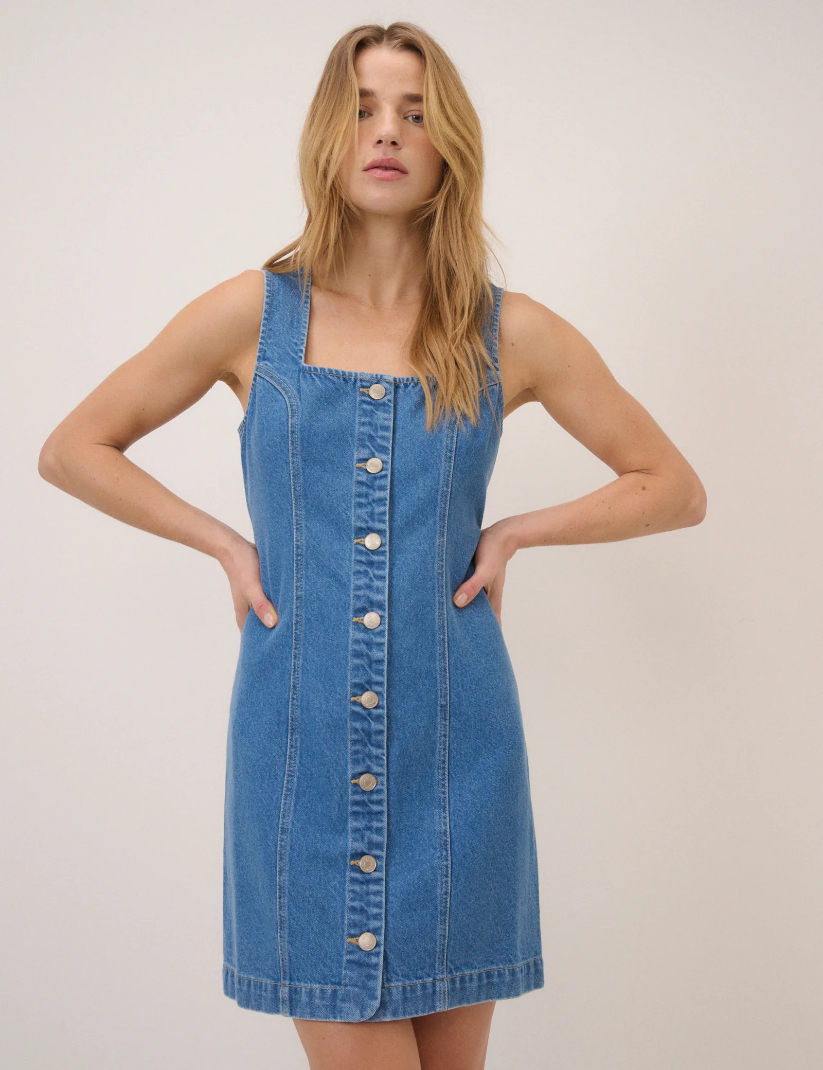 Blue Denim Harvey Fitted Mini Dress
