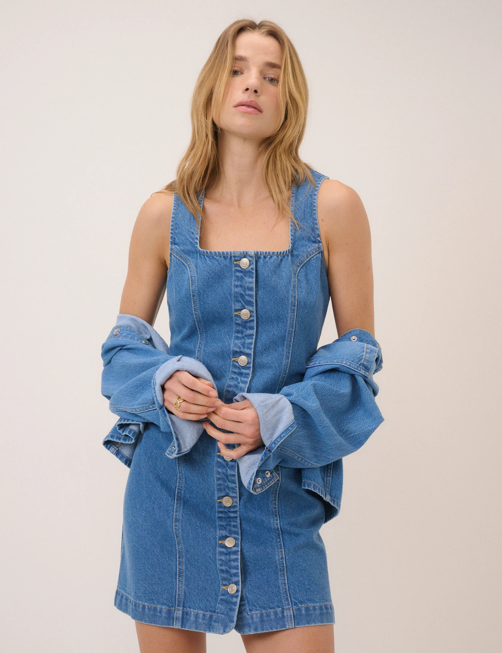 Blue Denim Harvey Fitted Mini Dress - Image 4