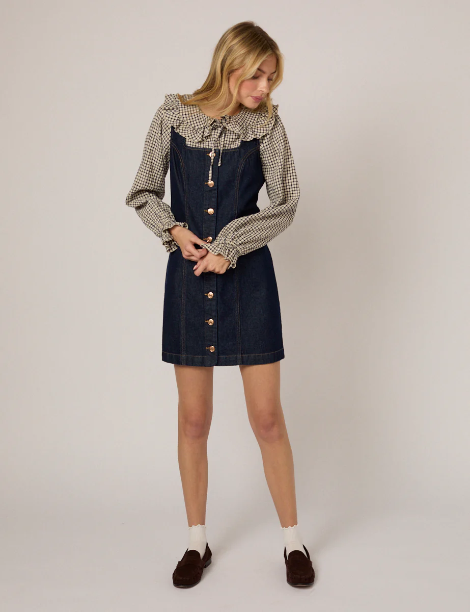 Dark Denim Fitted Mini Dress - Image 4