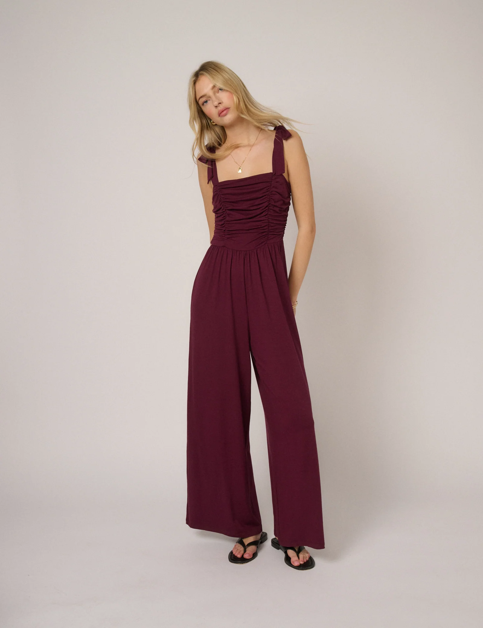 Purple Square Neck Hattie Jersey Jumpsuit - Image 3
