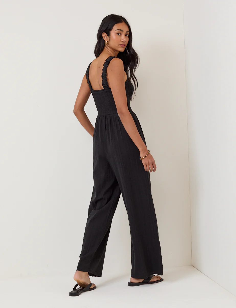 Black Shirred Jumpsuit - Image 5