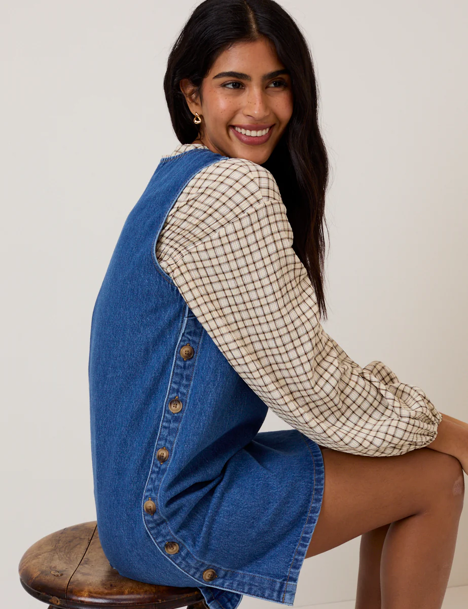 Izzie Pinny Denim Mini Dress - Image 3