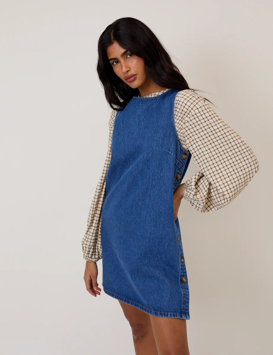 Izzie Pinny Denim Mini Dress - Image 4