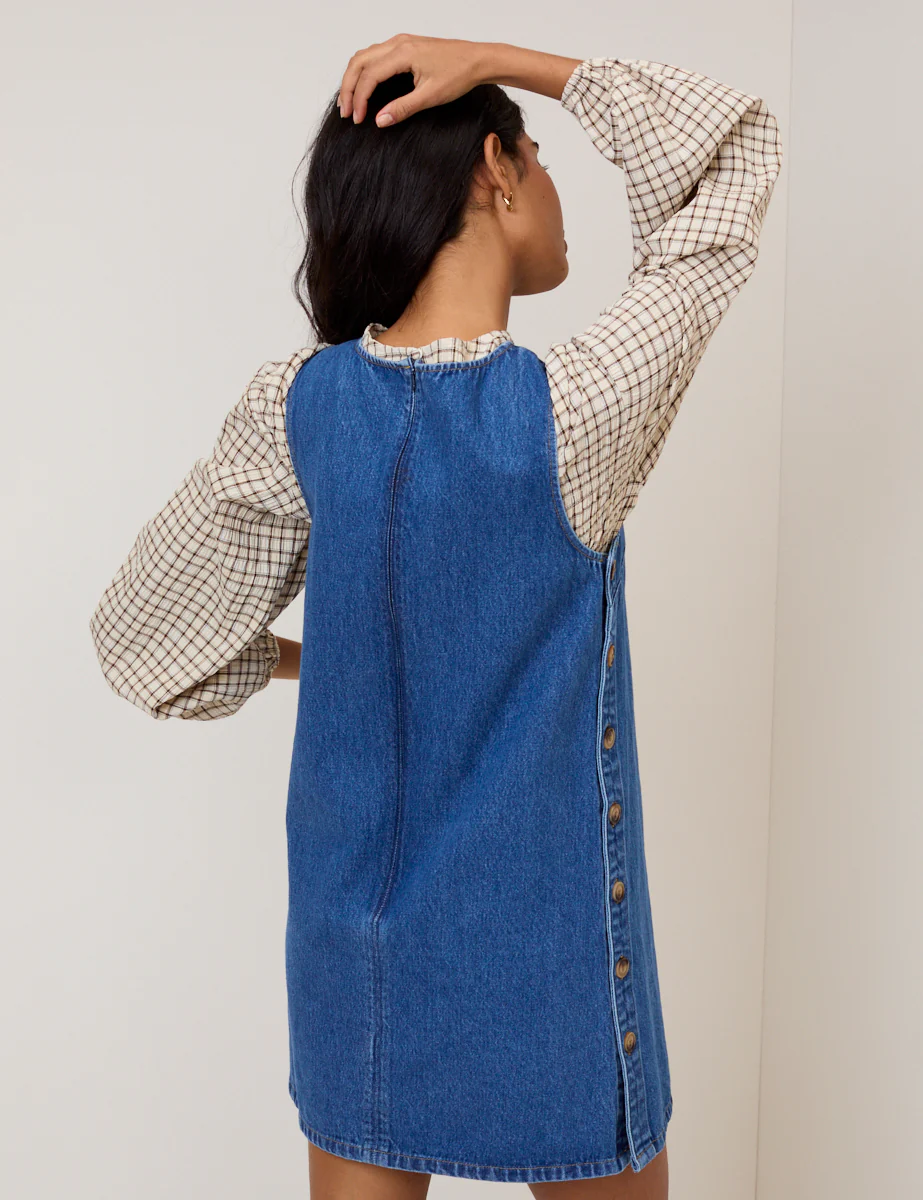 Izzie Pinny Denim Mini Dress - Image 6