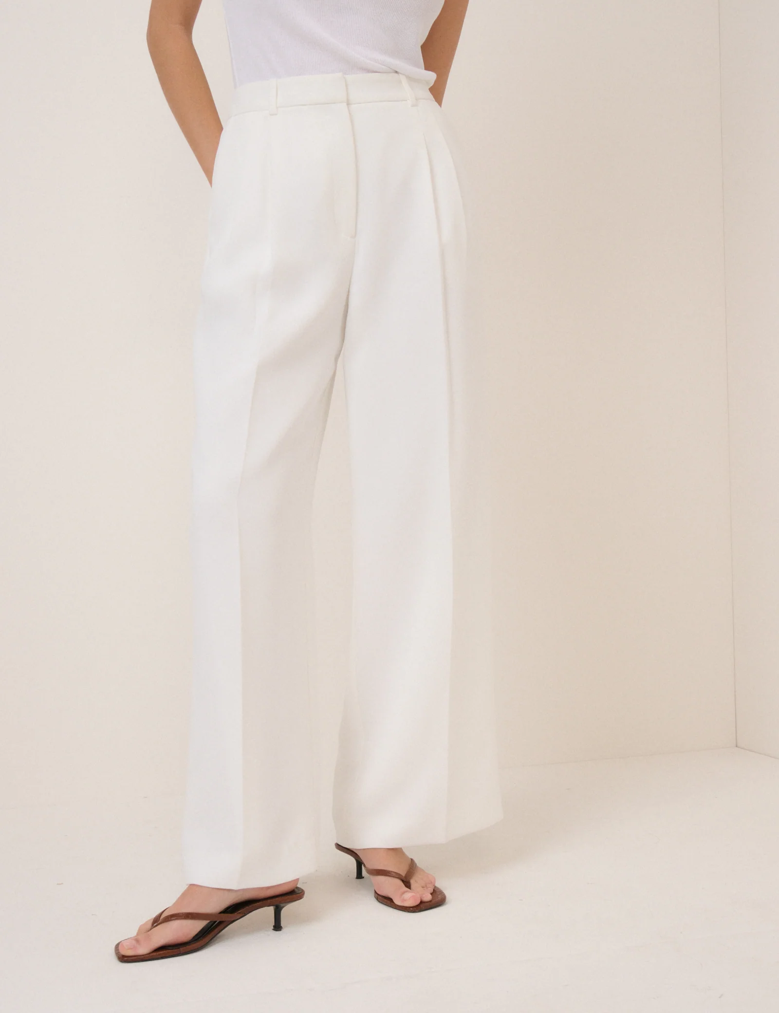 White Tailored Jax Crepe Trousers - Image 2