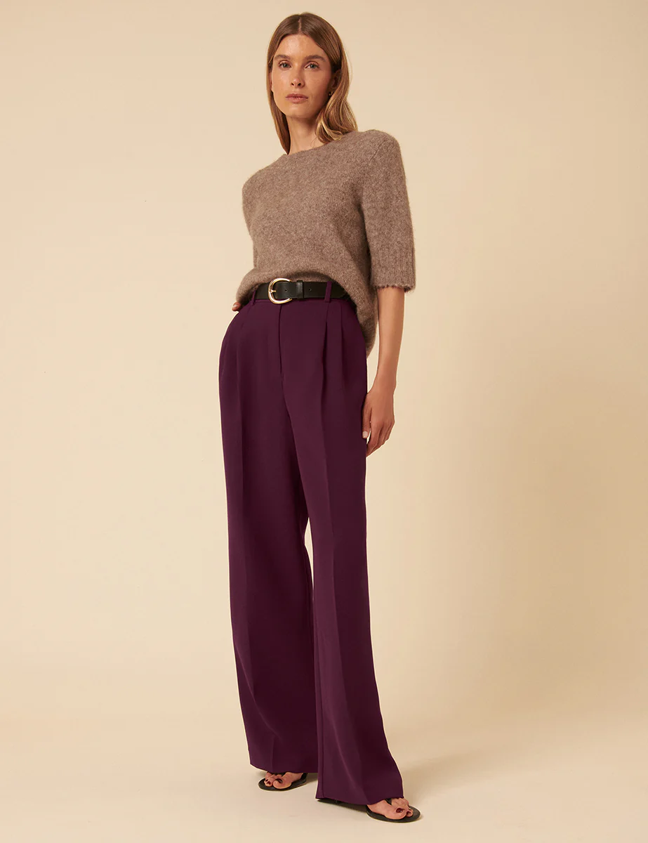 Burgundy Jax Crepe Trousers
