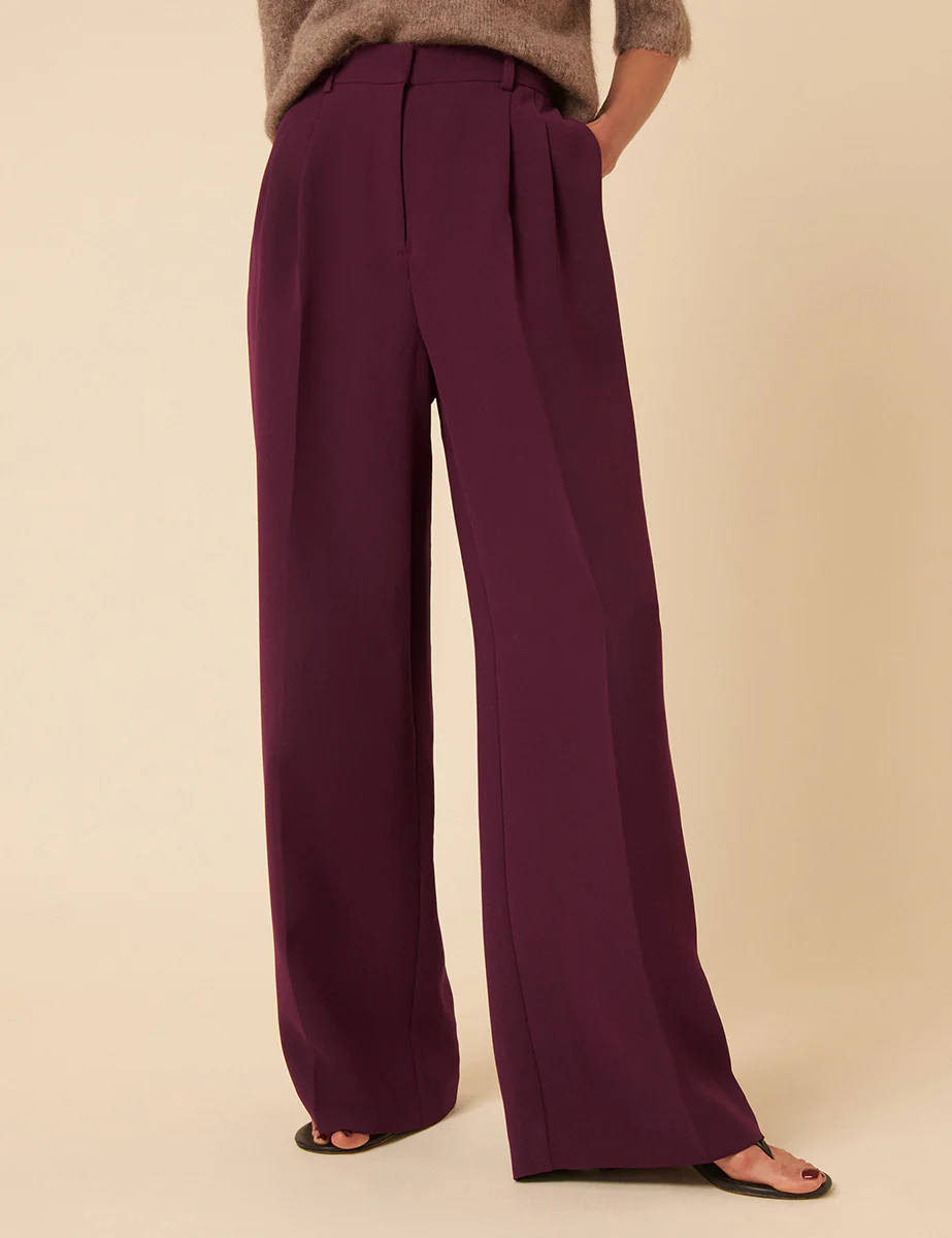 Burgundy Jax Crepe Trousers - Image 2