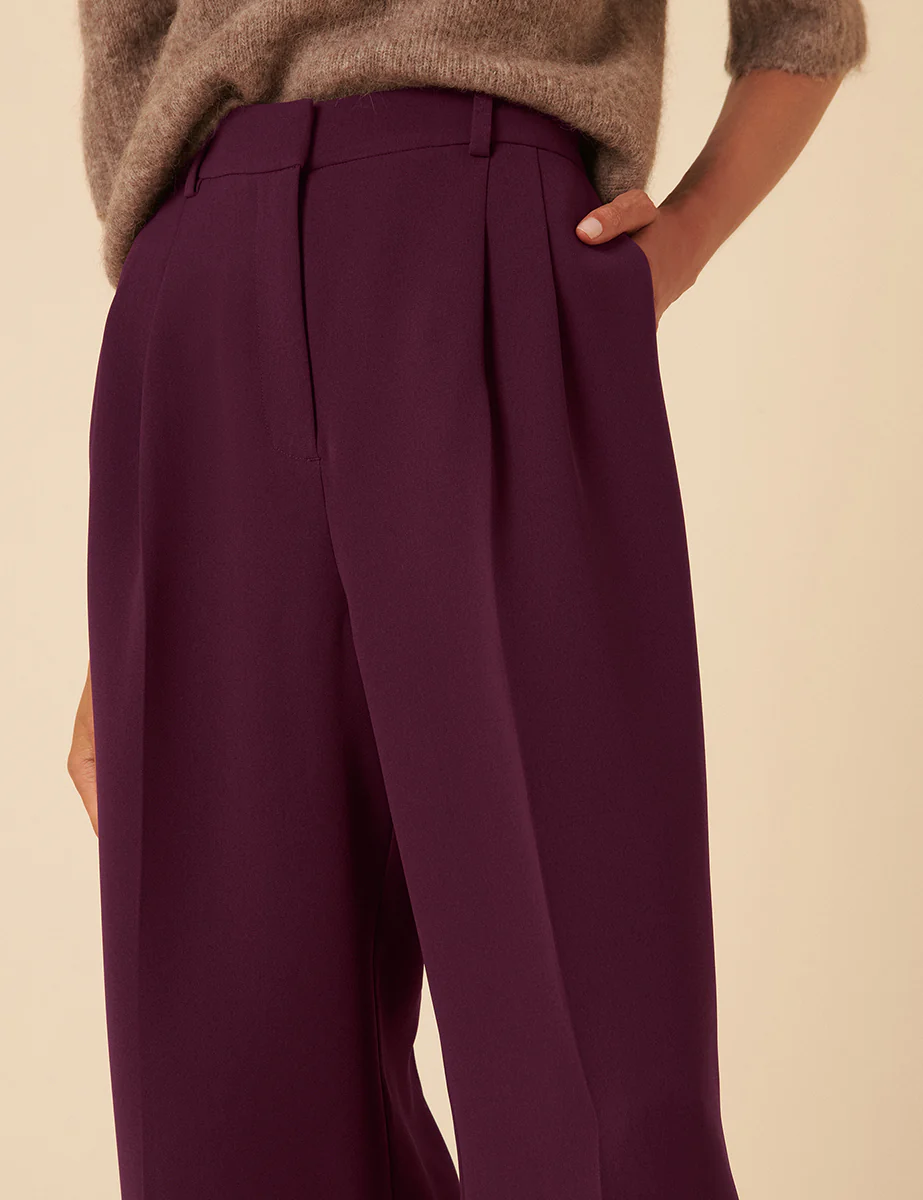 Burgundy Jax Crepe Trousers - Image 3