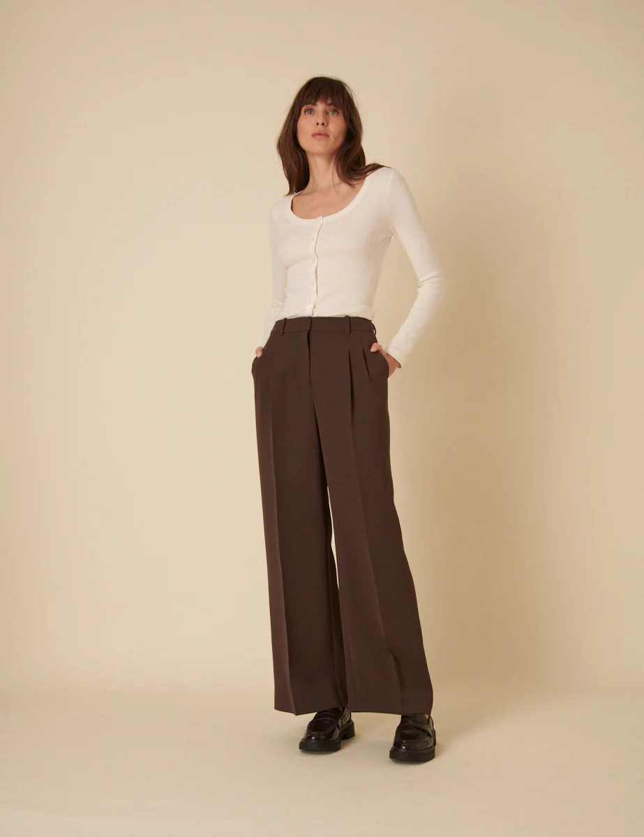 Brown Jax Tailored Crepe Trousers - Image 3