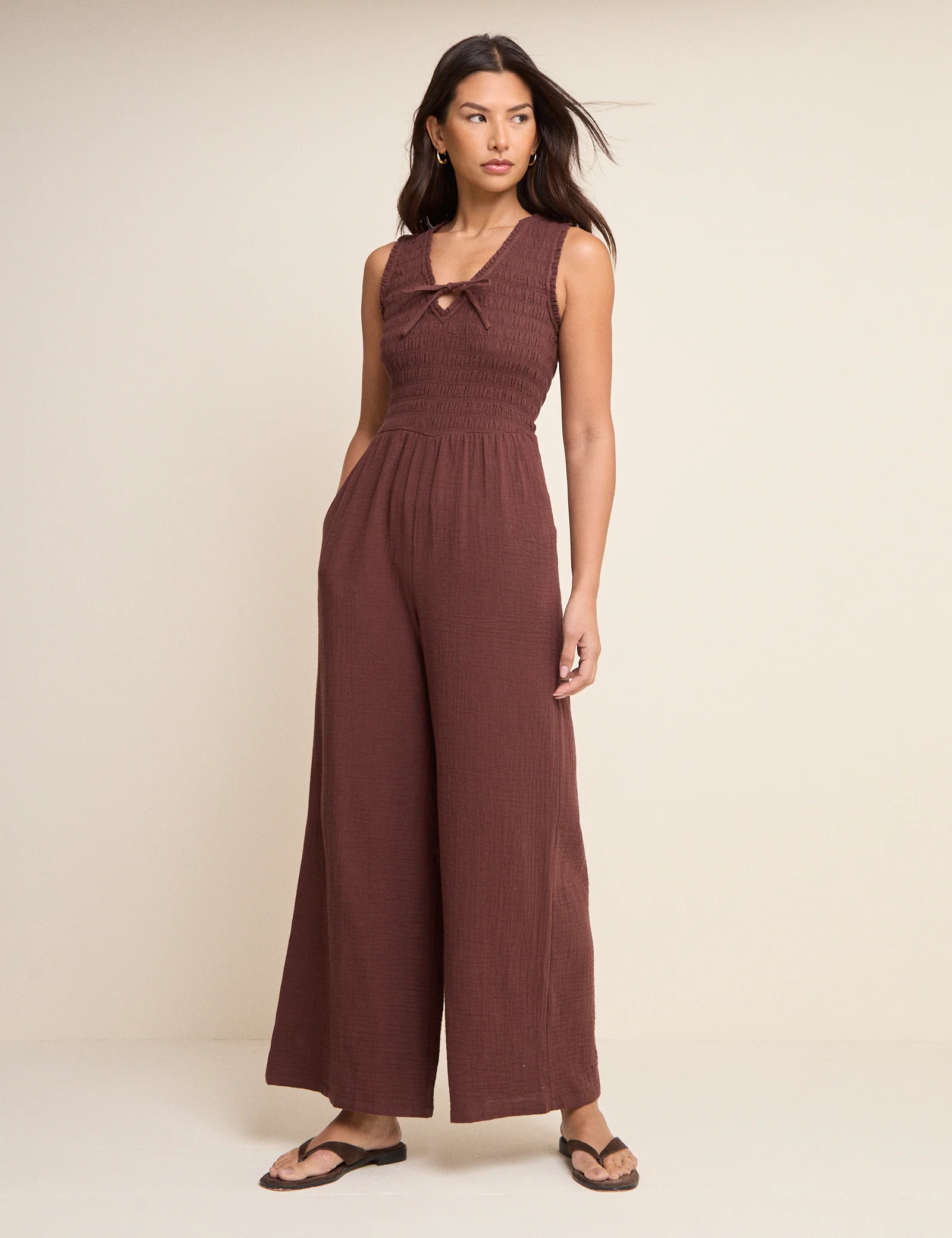 Brown Ruched Jayda Jumpsuit - Image 3