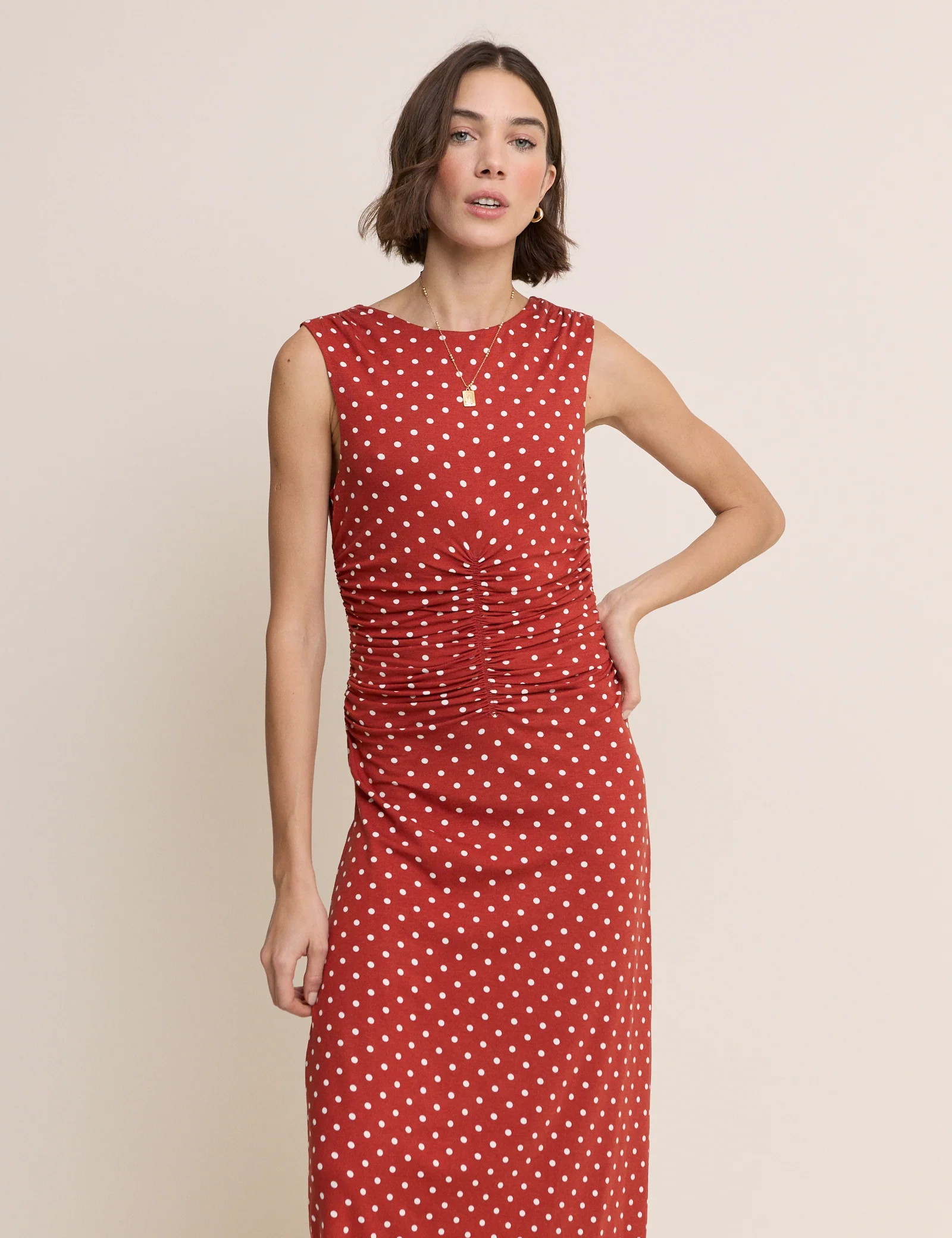 Red Polka Dot Jennifer Midi Dress - Image 2