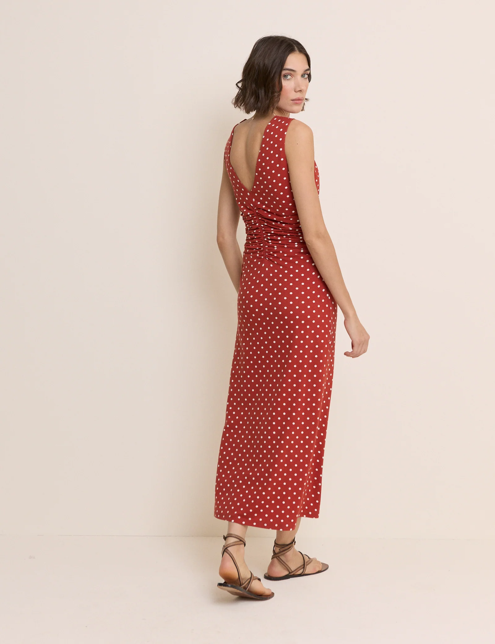Red Polka Dot Jennifer Midi Dress - Image 4