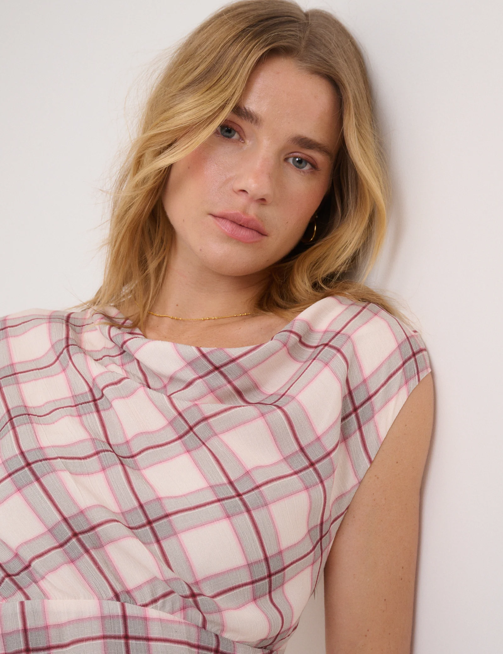 Pink Check Jessica Midi Dress - Image 4