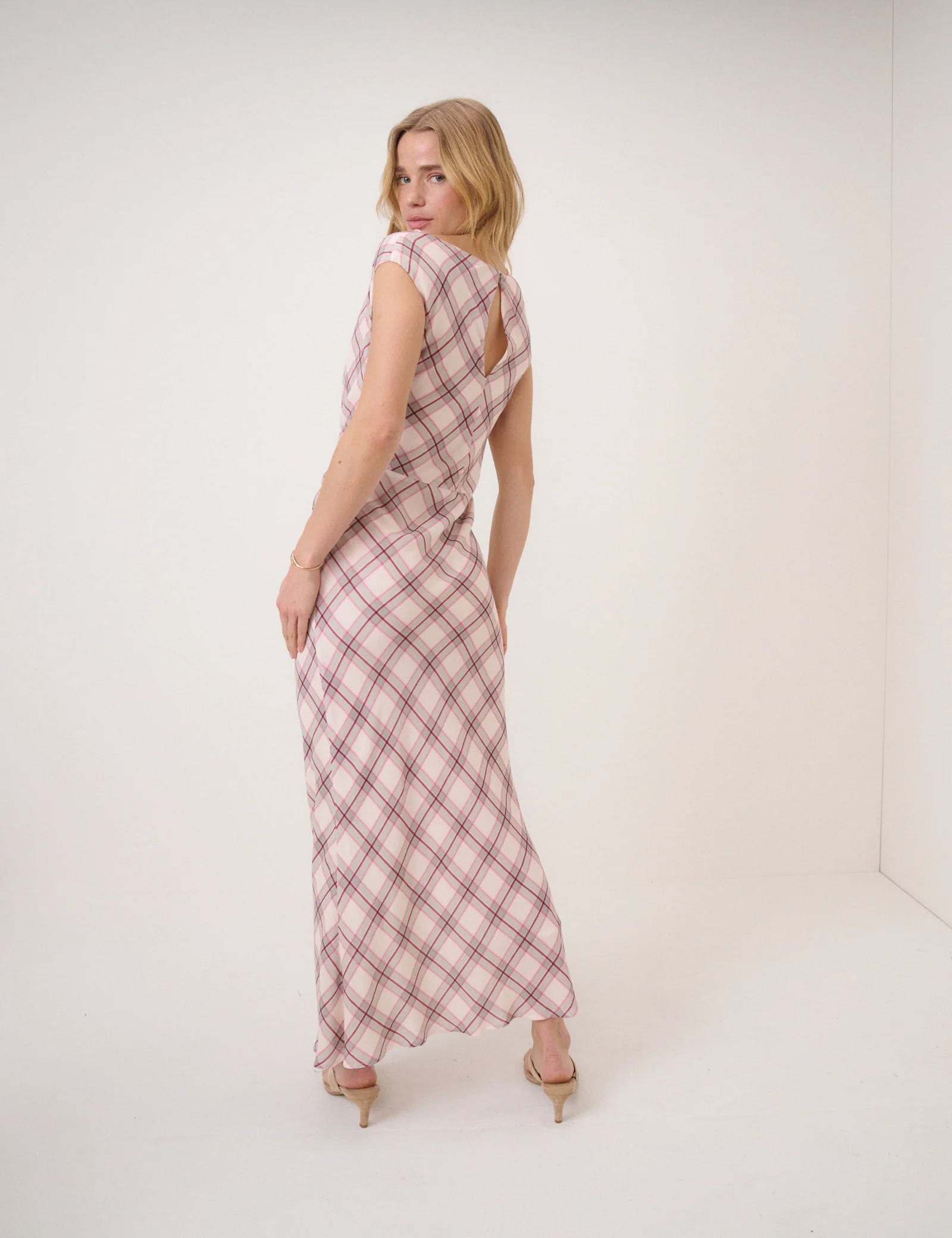 Pink Check Jessica Midi Dress - Image 5