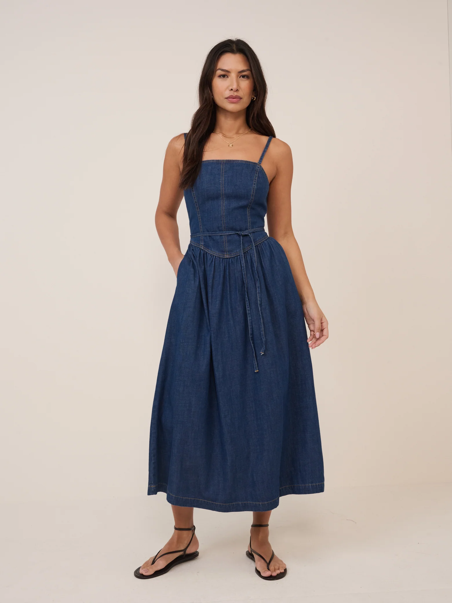 Dark Blue Denim Jones Midi Dress - Image 4