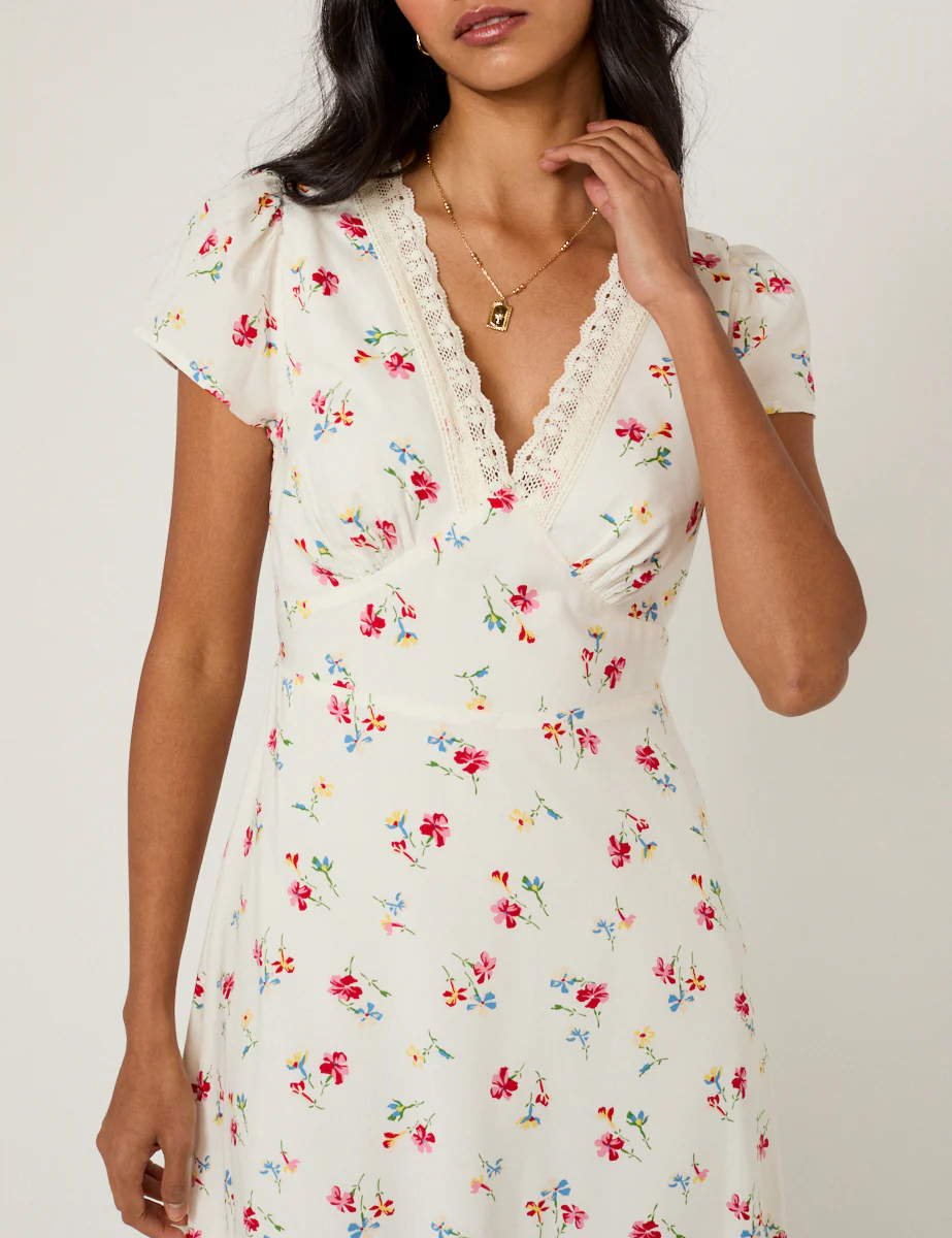 White Floral Kacey Midi Dress - Image 5