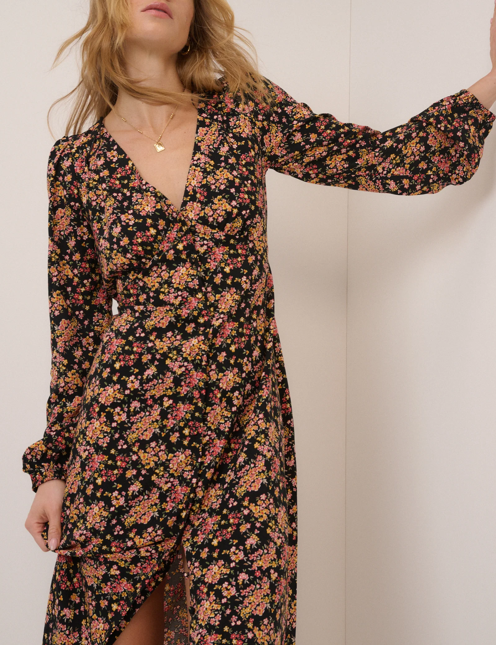 Black Floral Kennedy Midi Dress - Image 4