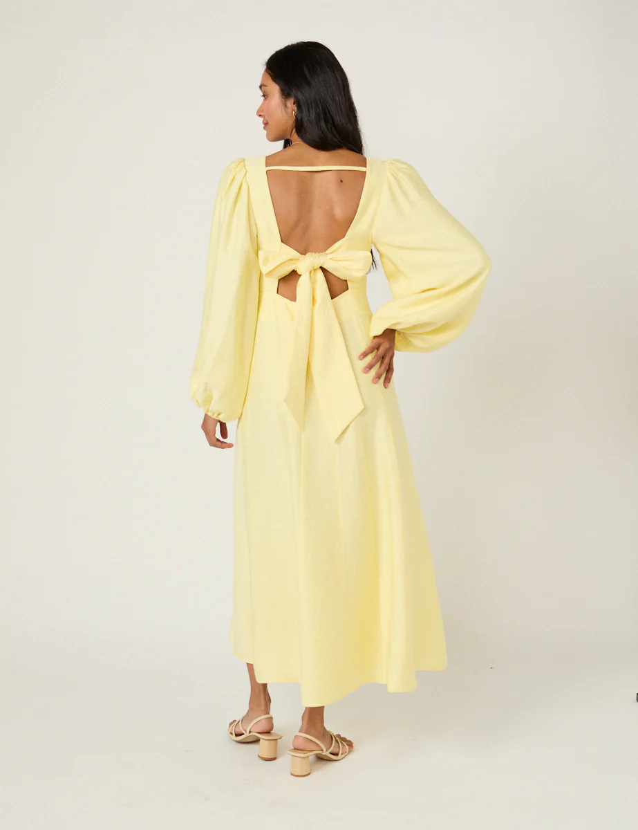 Butter Yellow Bow Keyaa Midi Dress - Image 5