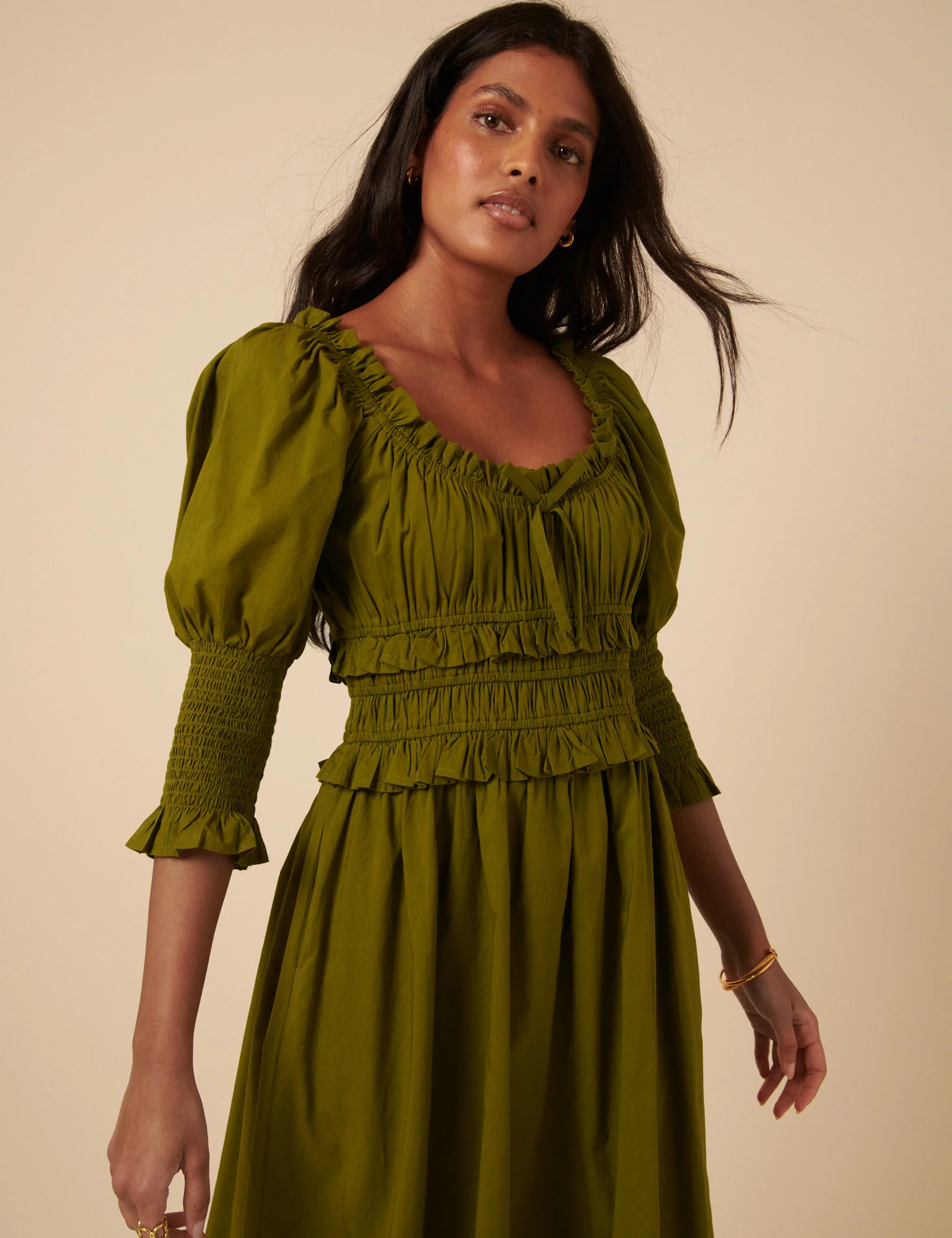 Khaki Ariel Midi Dress - Image 4