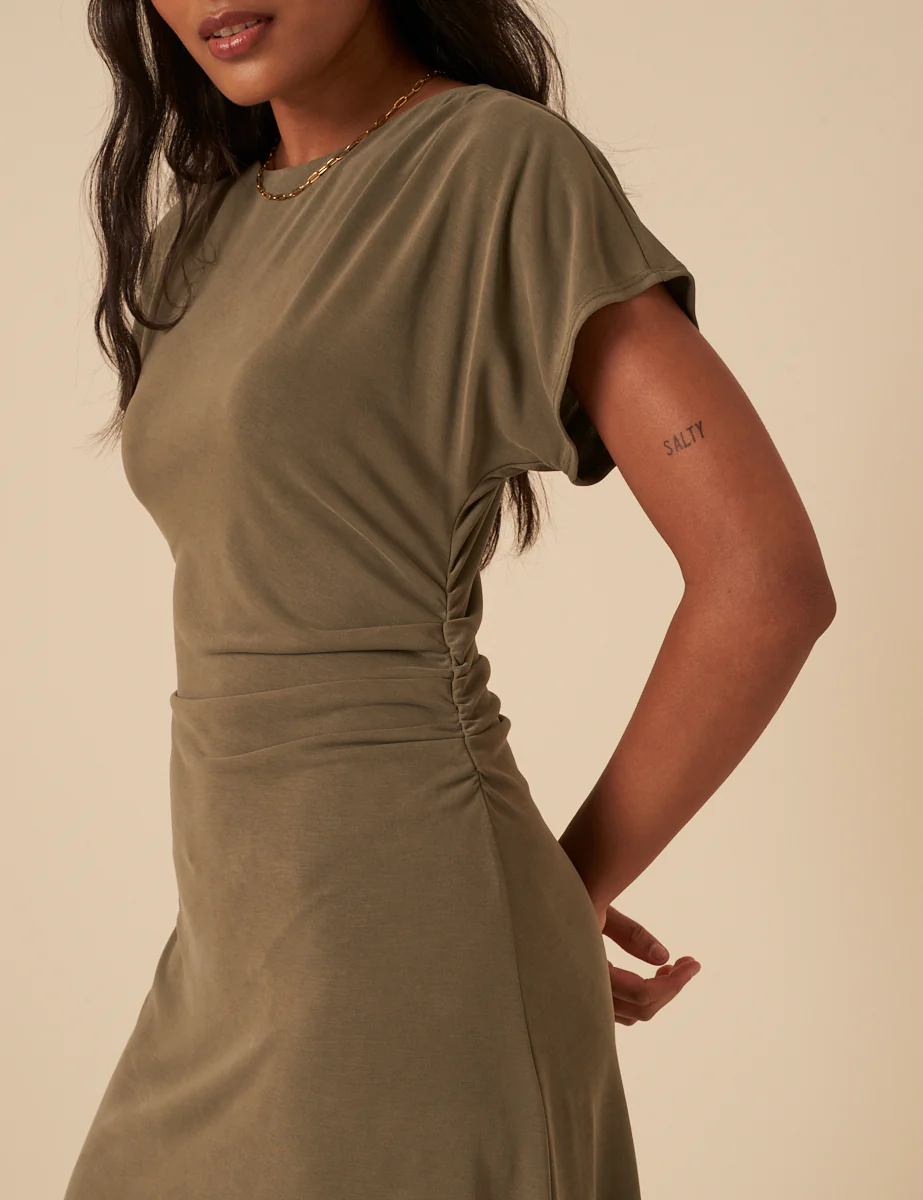 Khaki Green Ember Midi Dress - Image 4