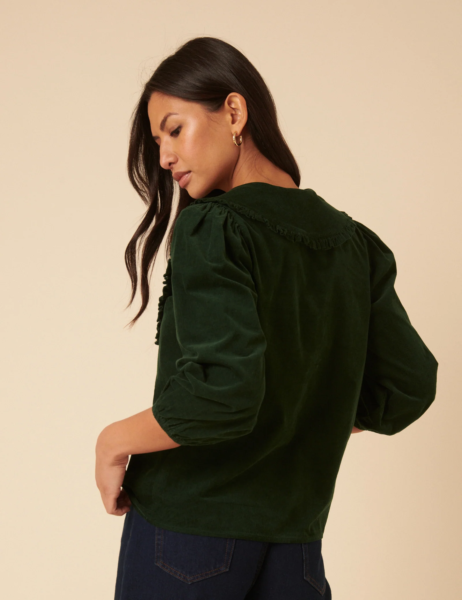 Green Long Sleeve Emmie Cord Blouse - Image 5